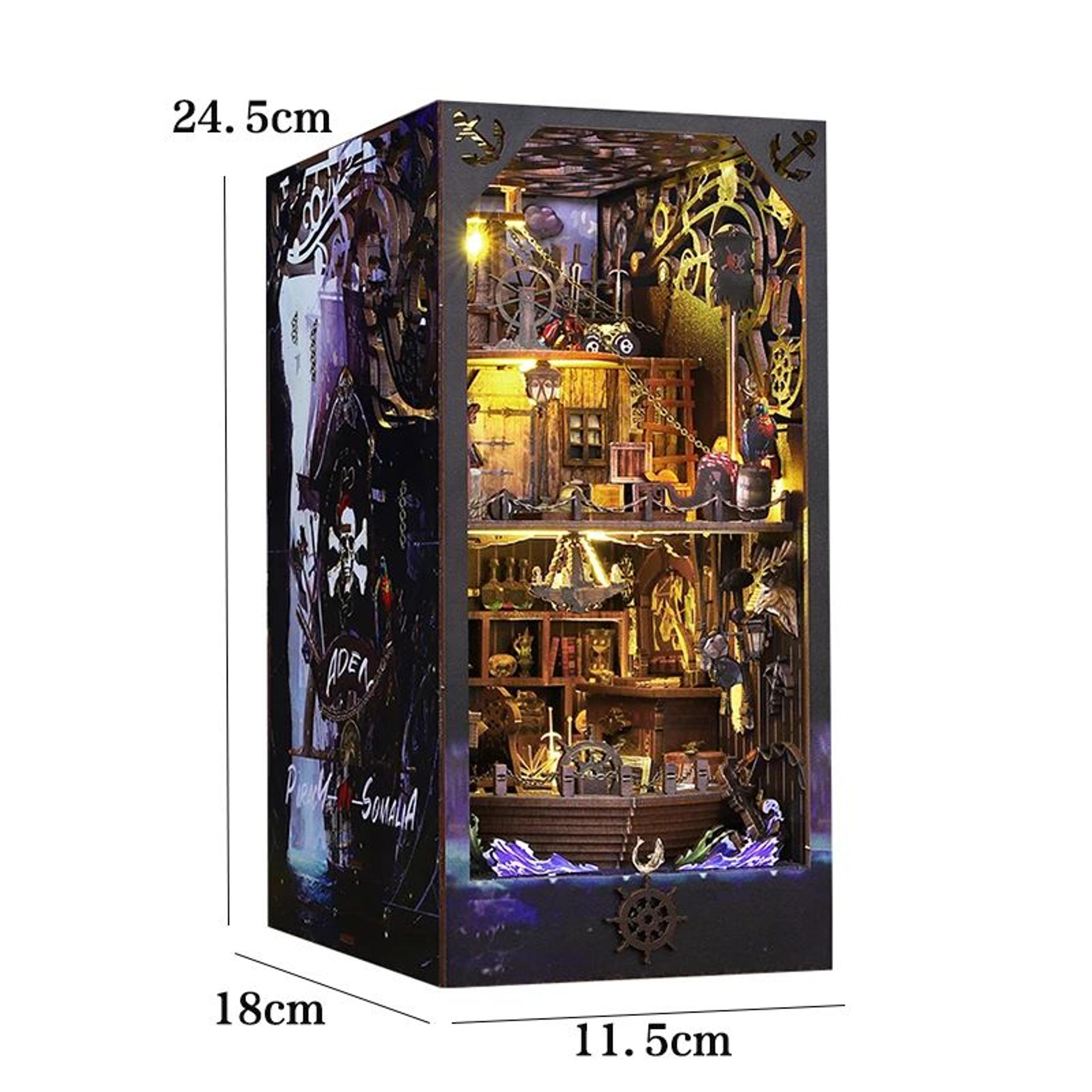 DIY Dollhouse Book Nook Kit  Wooden Puzzle Bookshelf Insert Decor 21