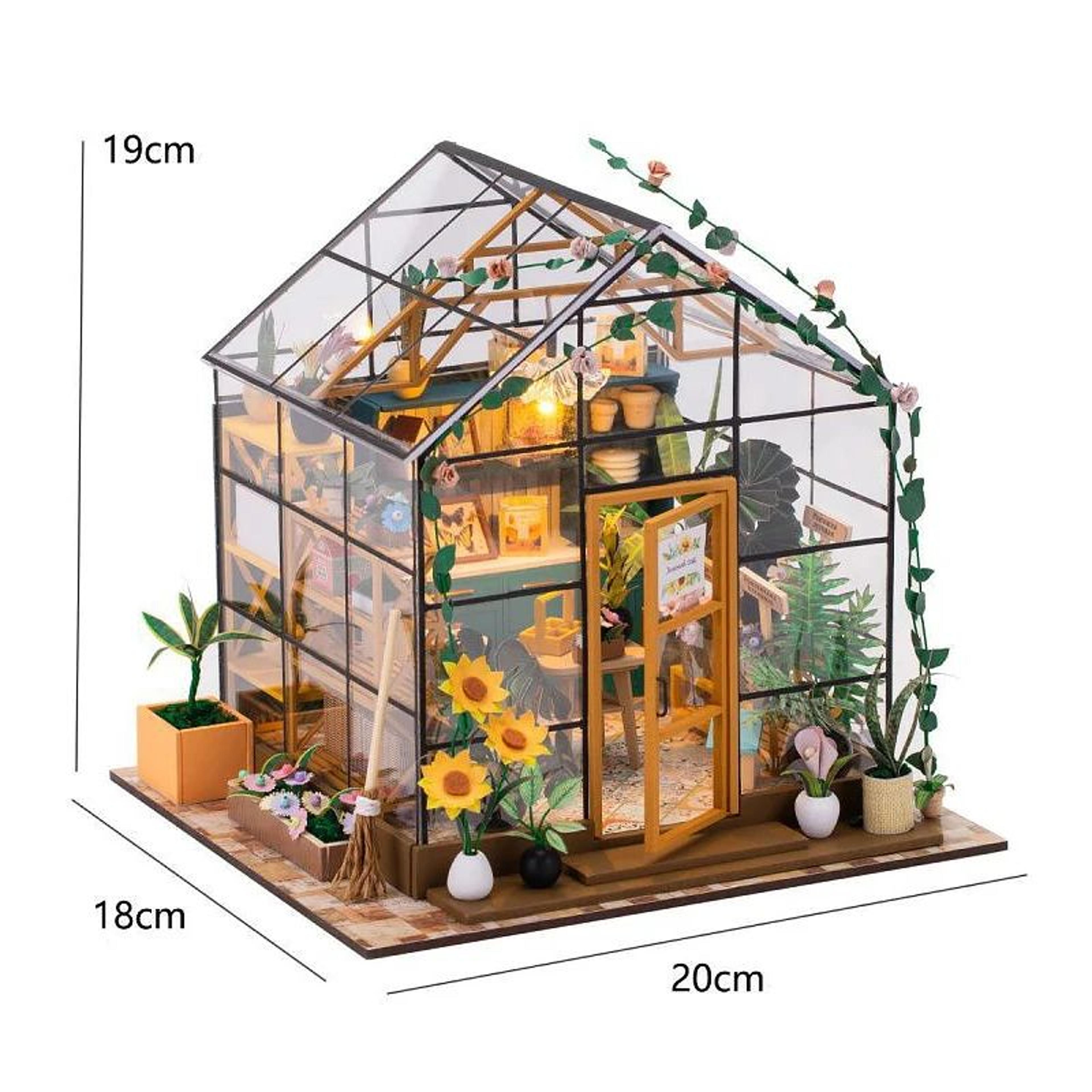 Wooden Flower Garden DIY Book Nook Kit  3D Puzzle Bookshelf Insert With LED Lights 8