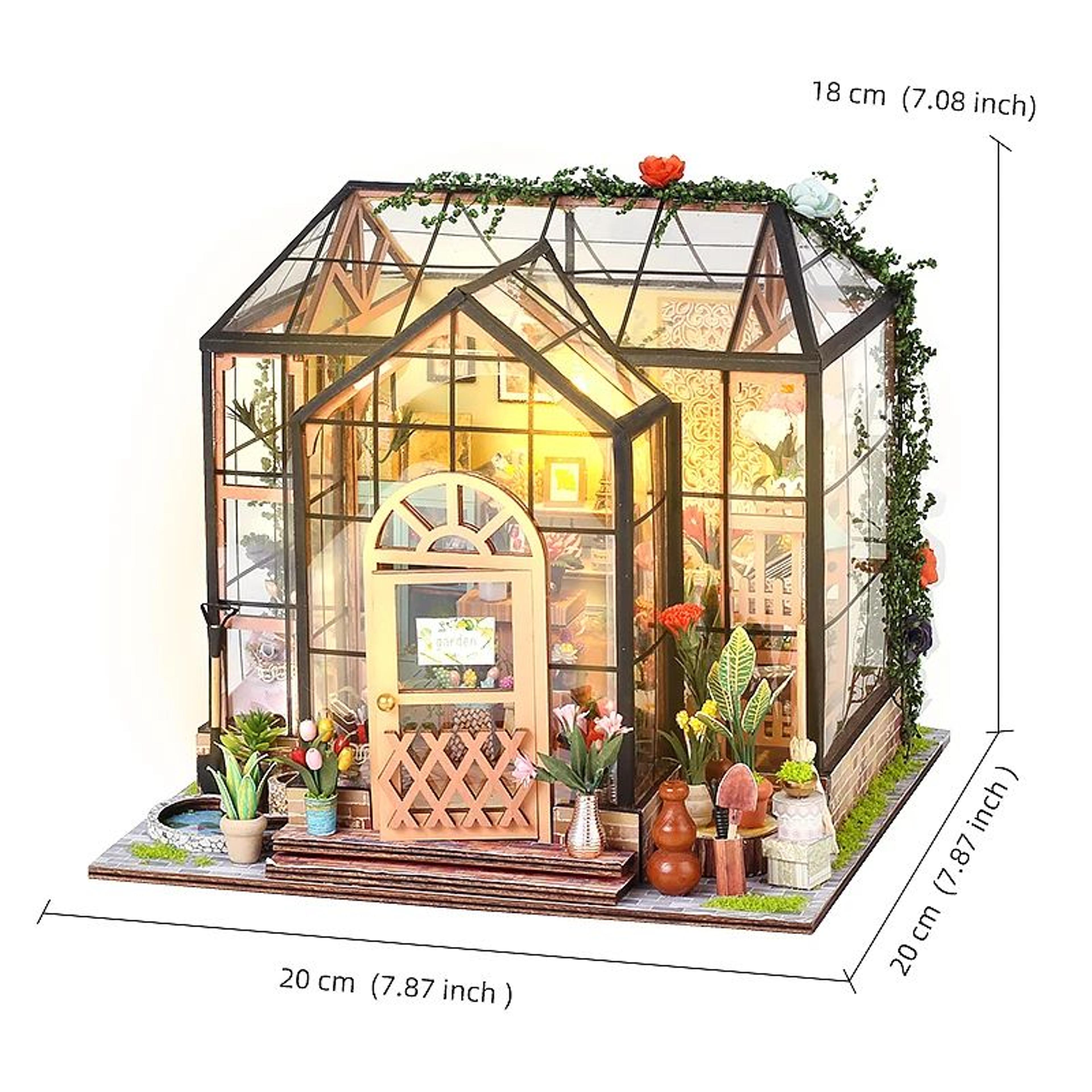 Wooden Flower Garden DIY Book Nook Kit  3D Puzzle Bookshelf Insert With LED Lights 10