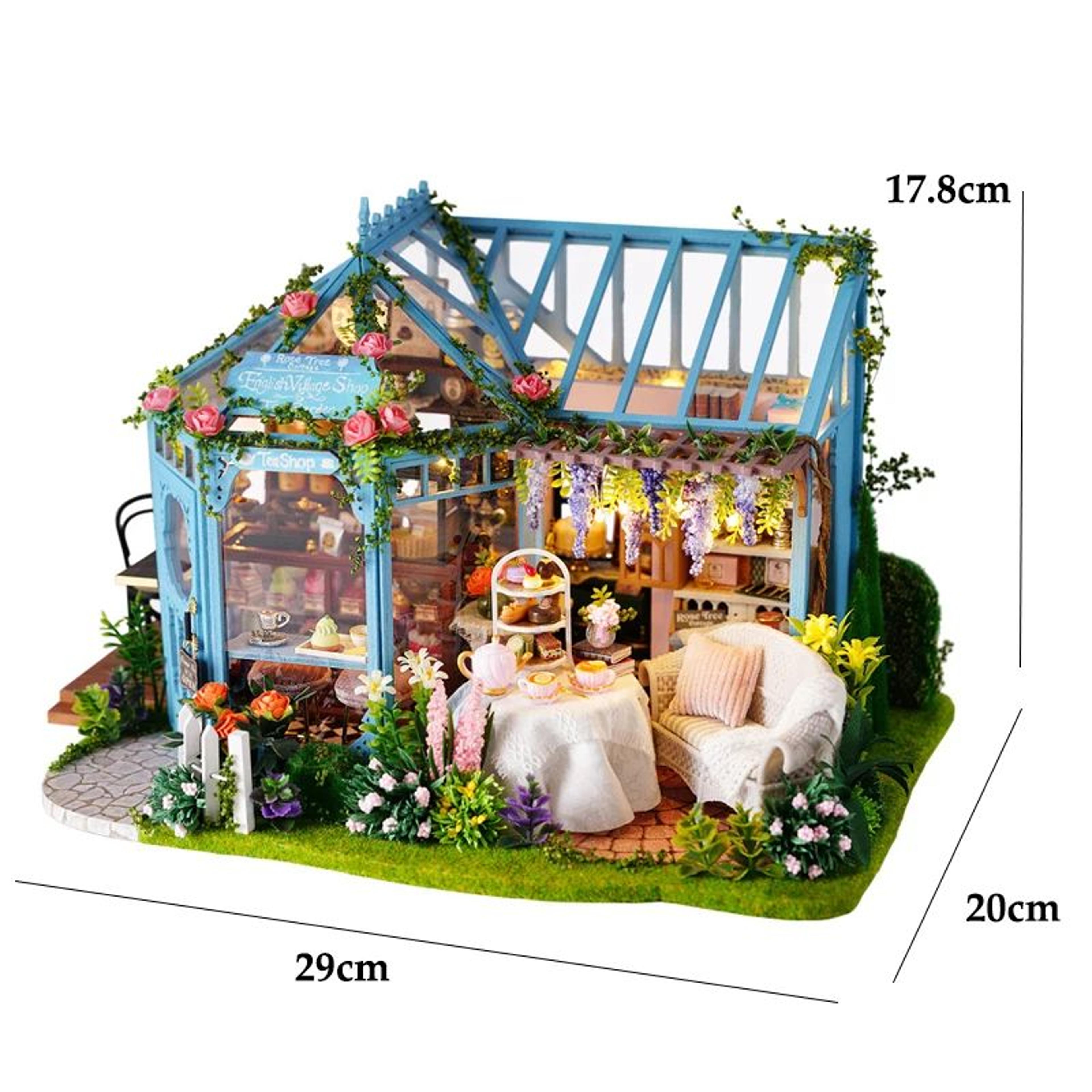 Wooden Flower Garden DIY Book Nook Kit  3D Puzzle Bookshelf Insert With LED Lights 12