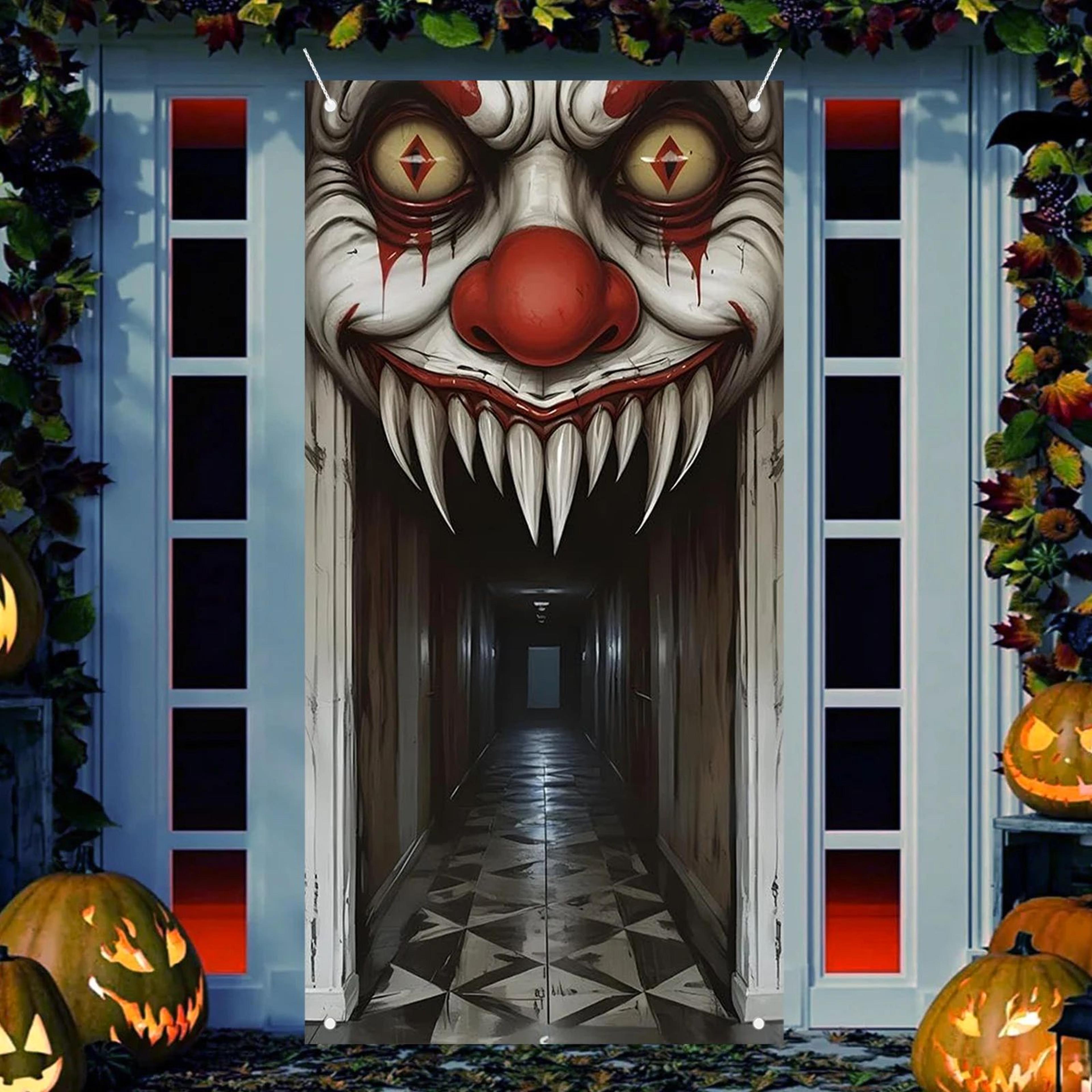 Spooky Witch  Zombie Halloween Door Cover  Haunted House Wall Decoration Banner 2
