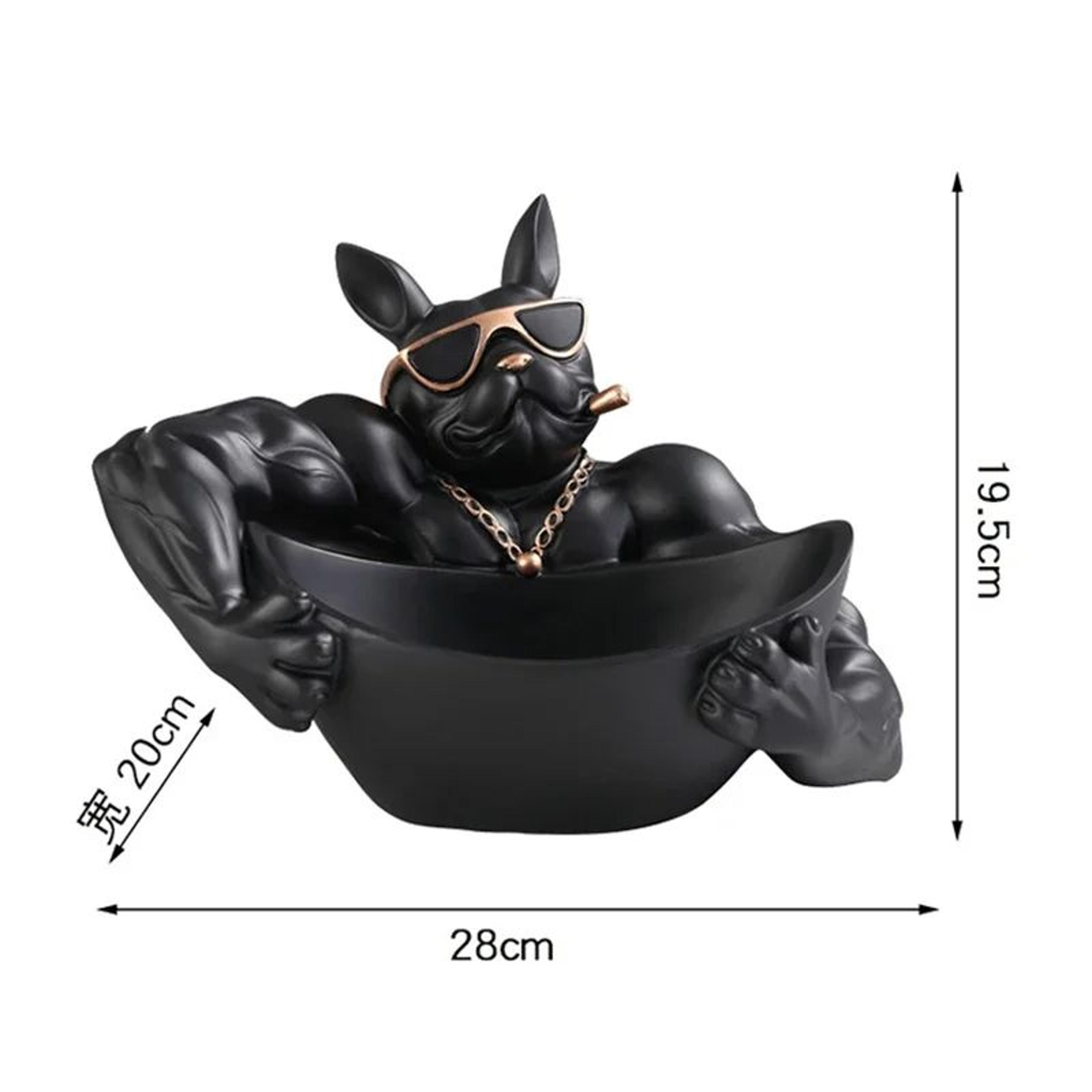 Black Resin Dog Statue Storage Box  Decorative Dog Figurine Organizer For Keys Phone  Candy 4