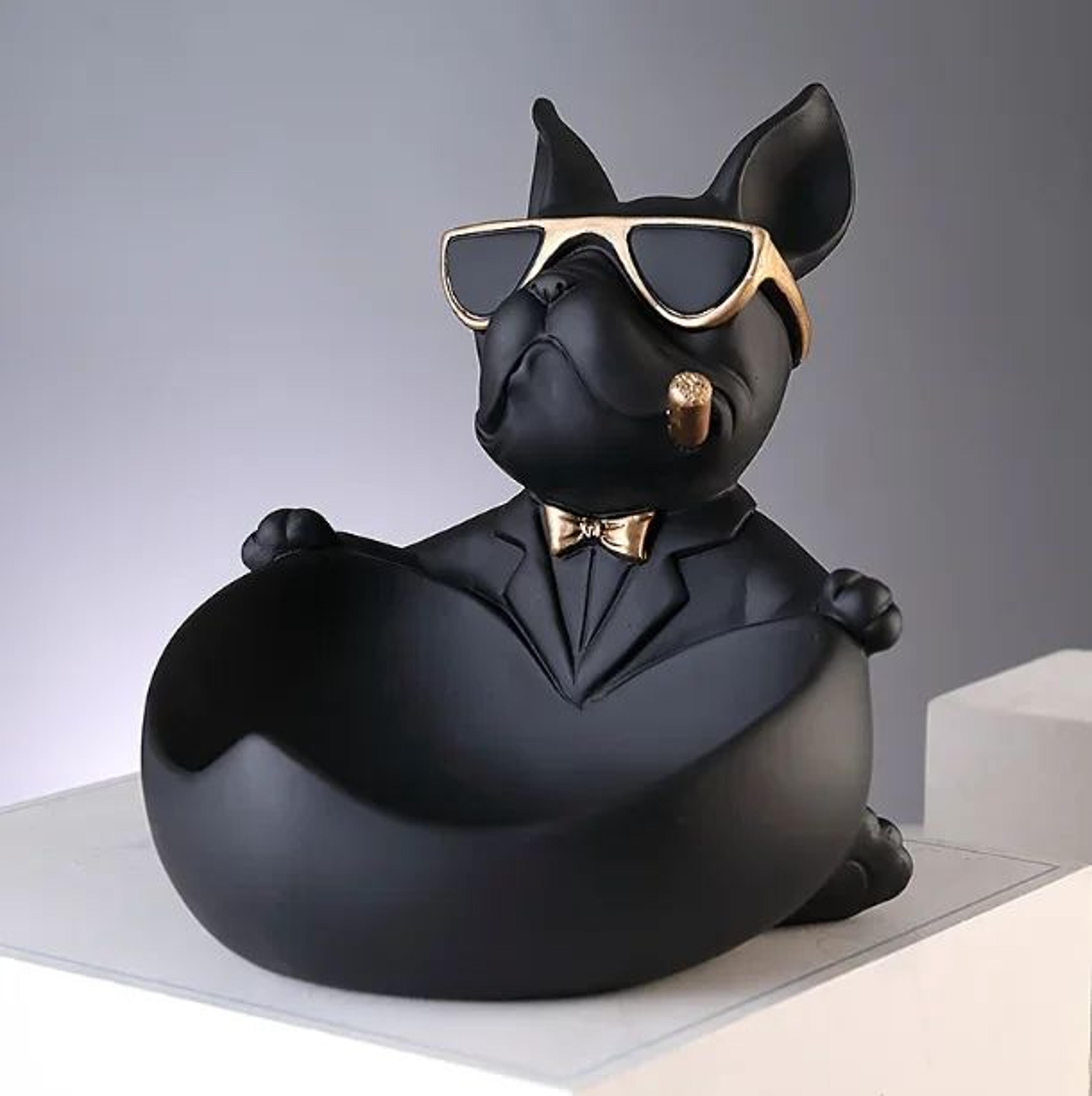 Black Resin Dog Statue Storage Box  Decorative Dog Figurine Organizer For Keys Phone  Candy 6