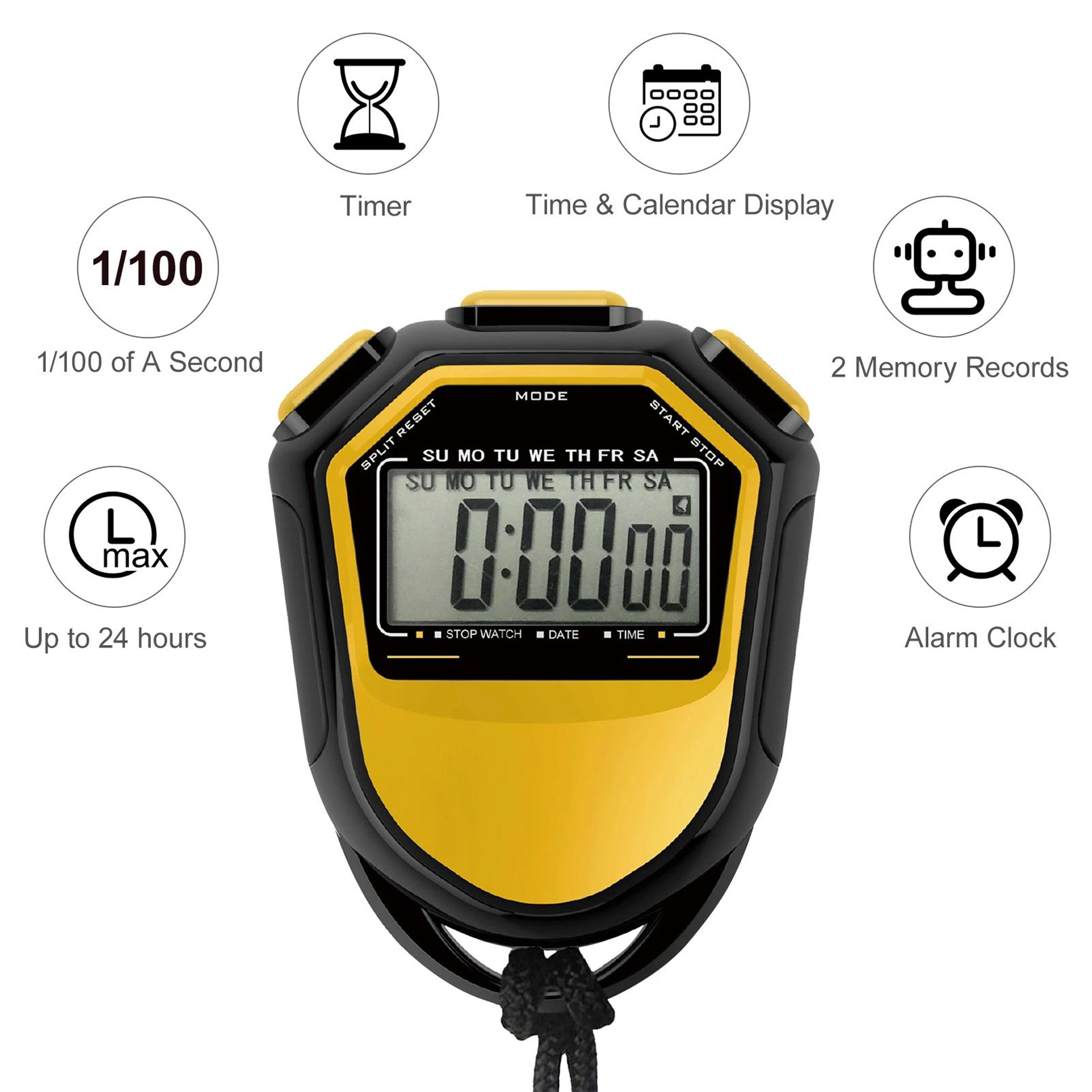 Digital Sports Stopwatch With Large LCD Display  Waterproof Handheld Timer For Training 0