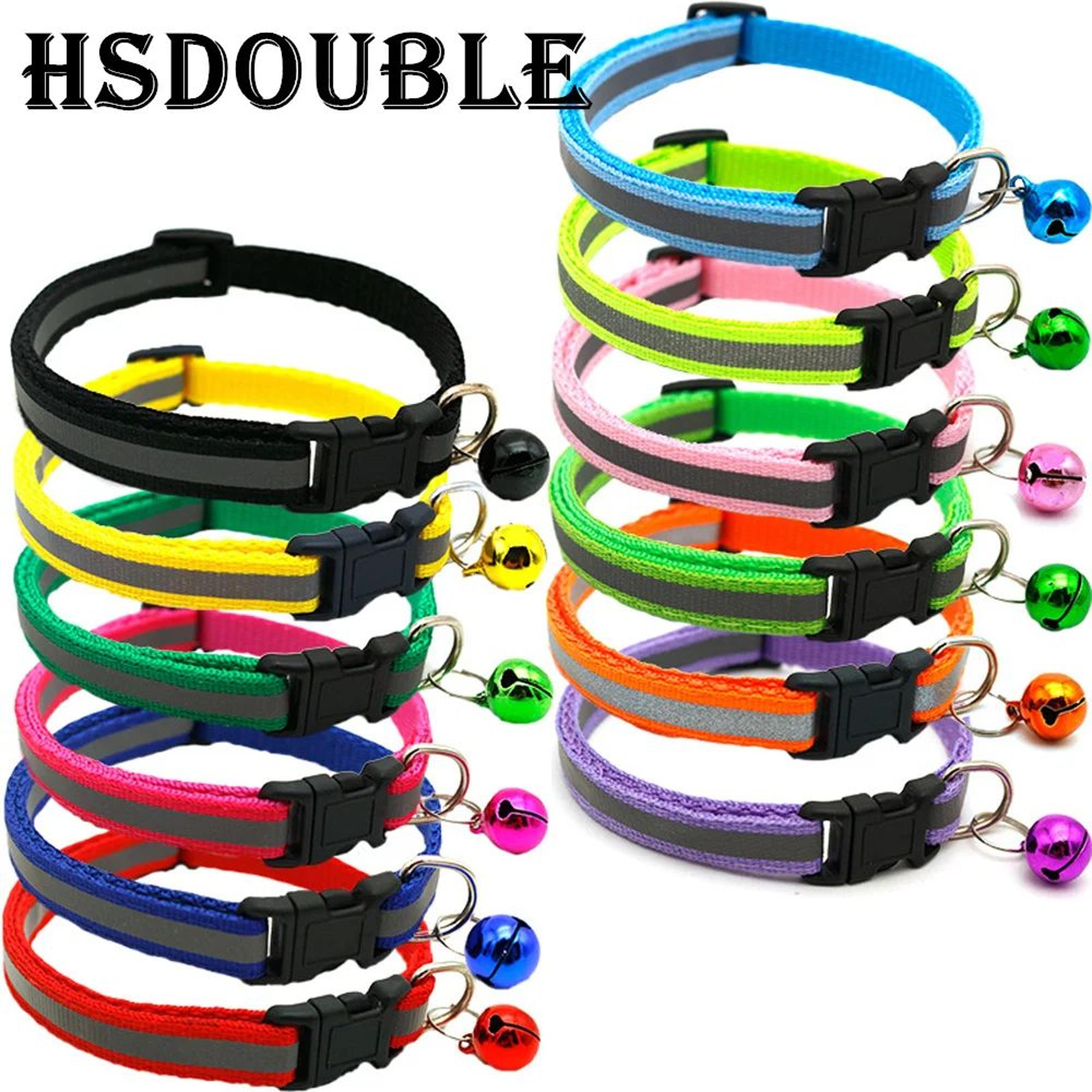 2Pack Reflective Adjustable Cat  Small Dog Collar With Bell  Safety Pet Collar Set 4