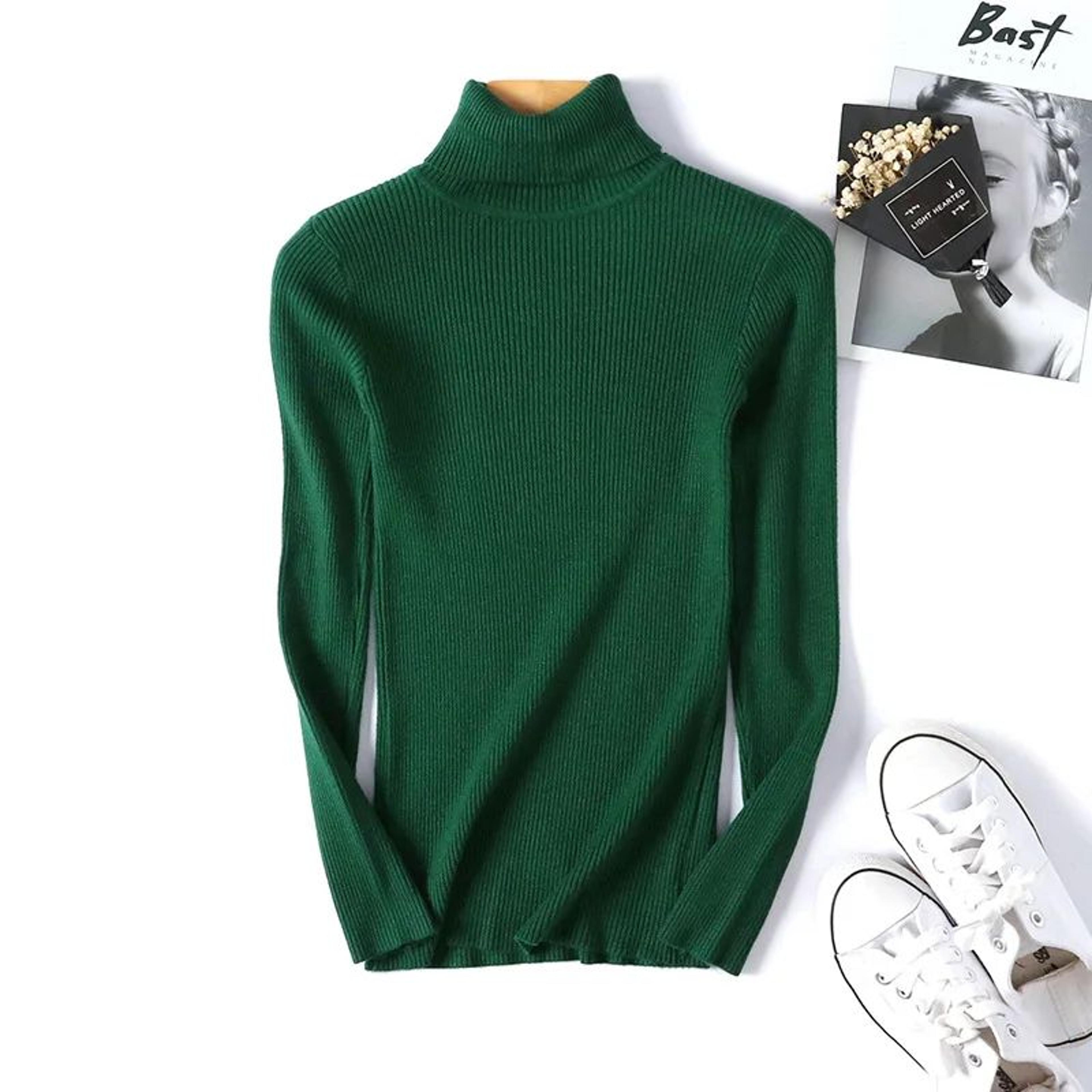 Autumn Winter Womens Ribbed Turtleneck Knit Sweater  Slim Fit Soft Warm Pullover 24