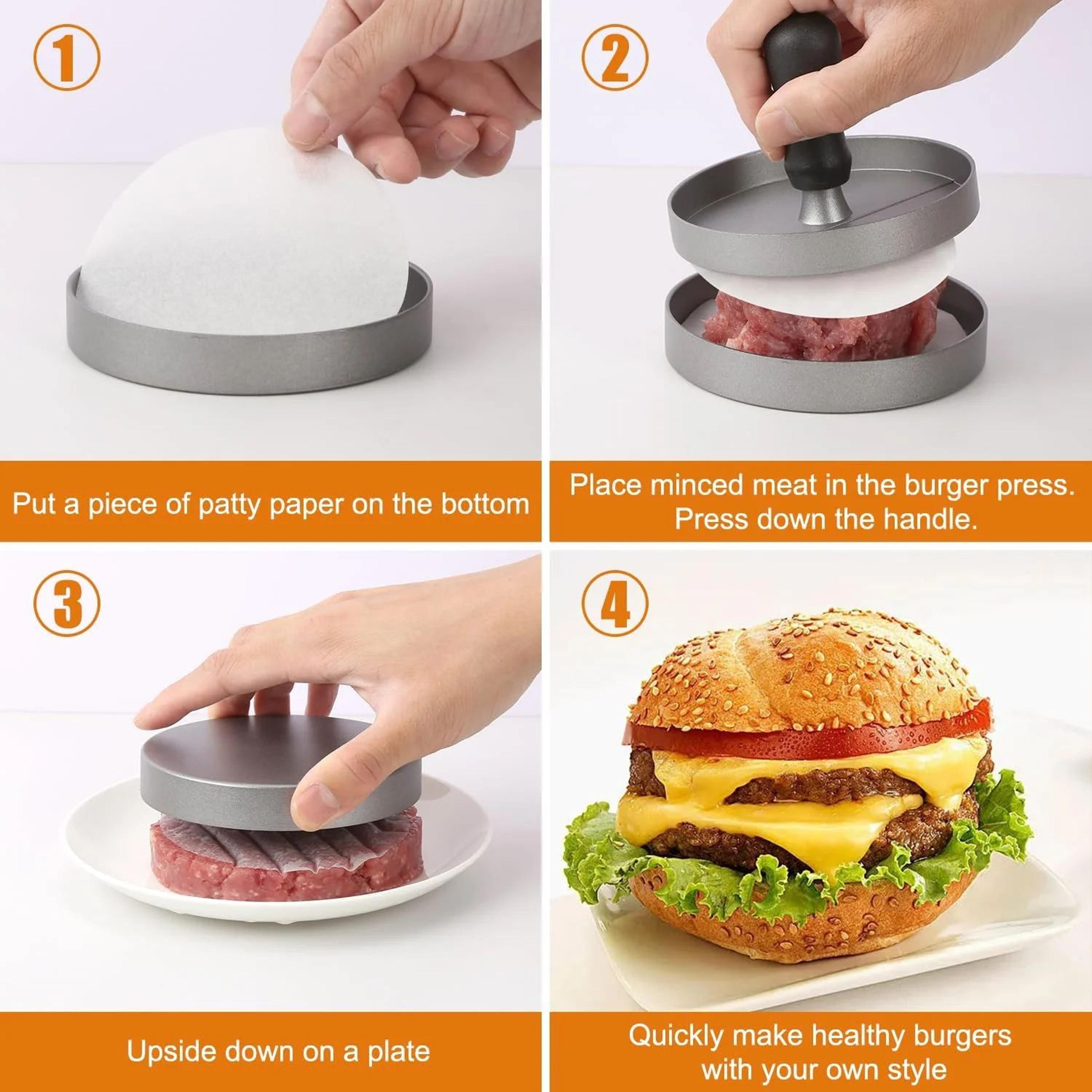 Aluminum Burger Press Patty Maker  NonStick Hamburger Mold For BBQ  Kitchen 5
