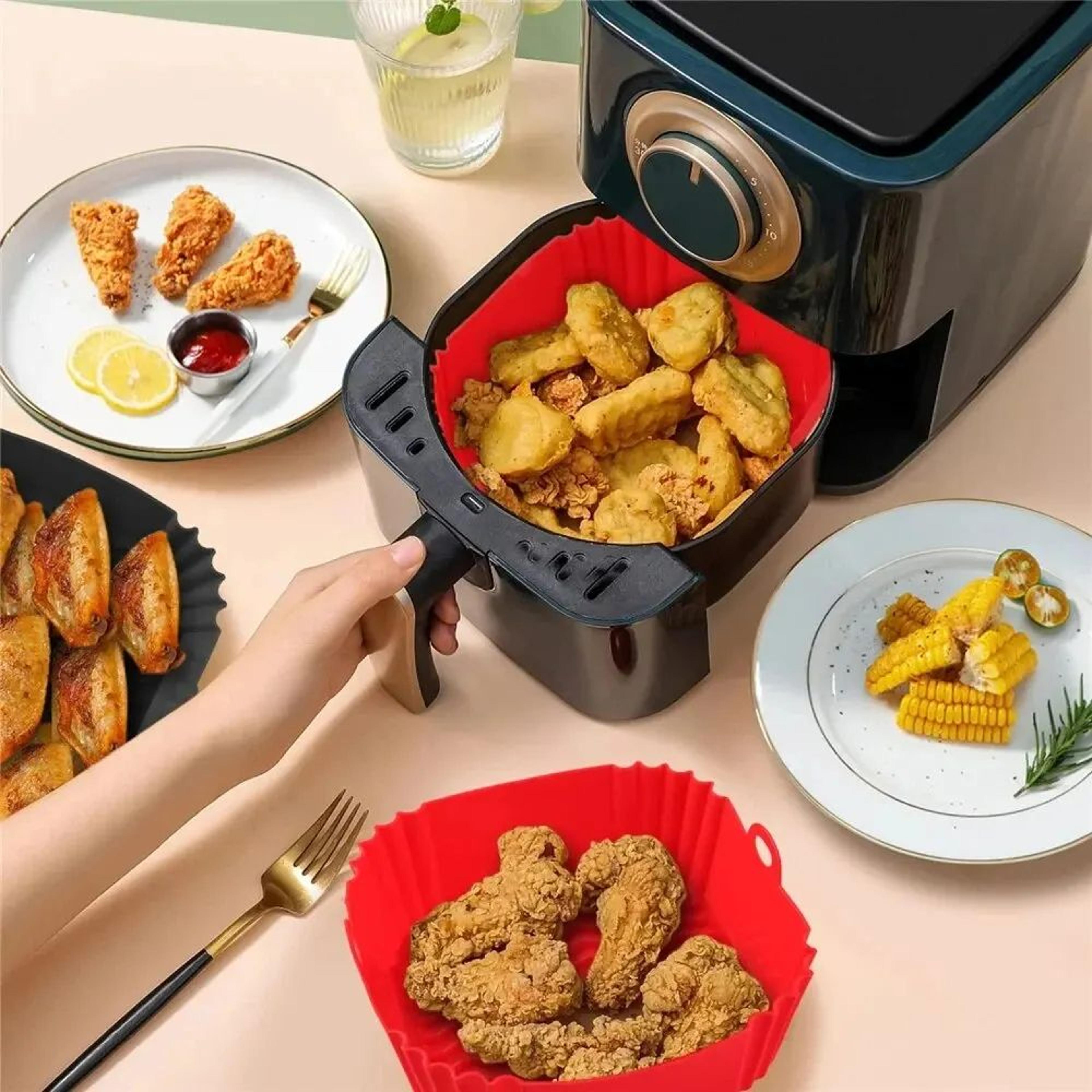 Reusable Silicone Air Fryer Basket Liner  NonStick Air Fryer Pan For Baking  Cooking 1
