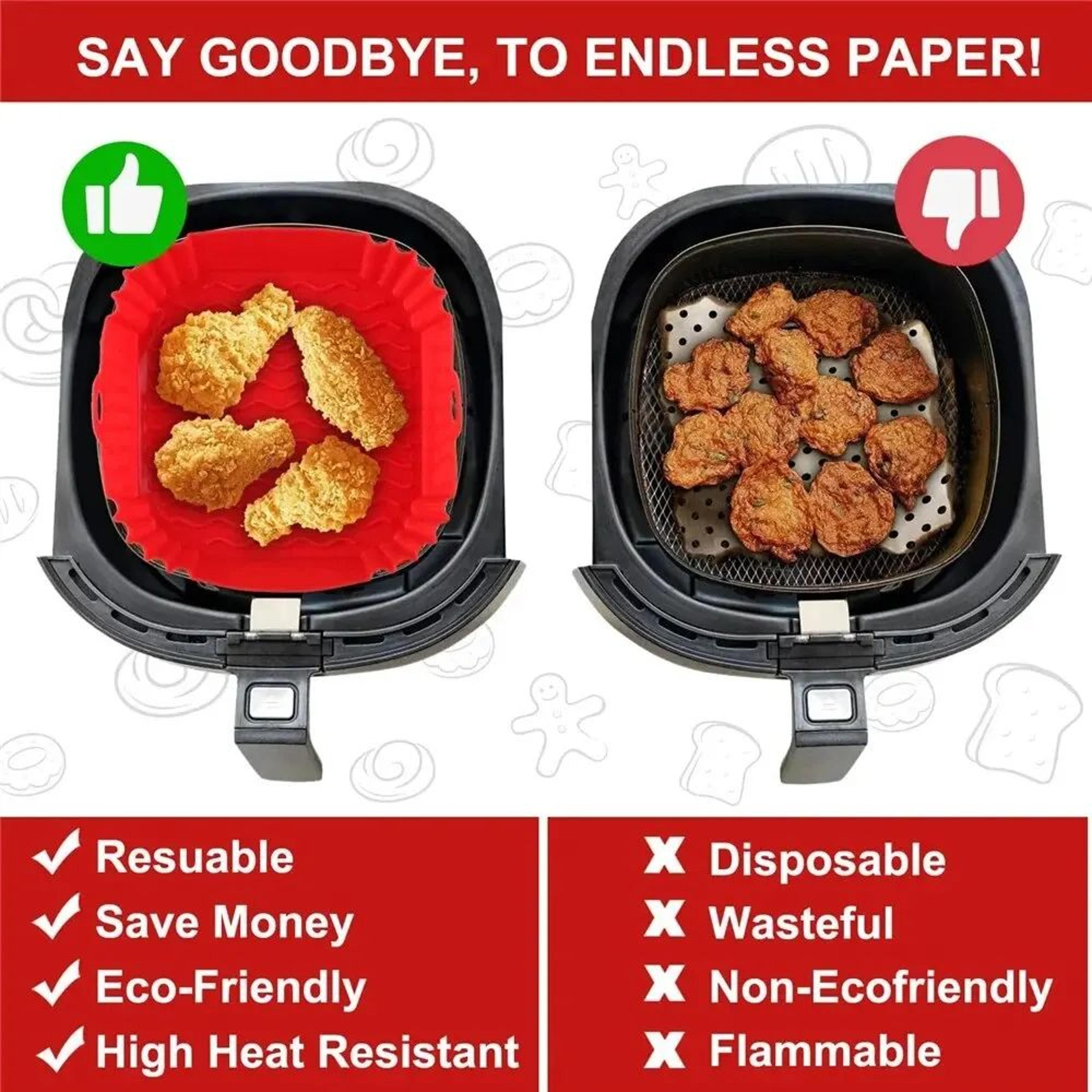 Reusable Silicone Air Fryer Basket Liner  NonStick Air Fryer Pan For Baking  Cooking 3