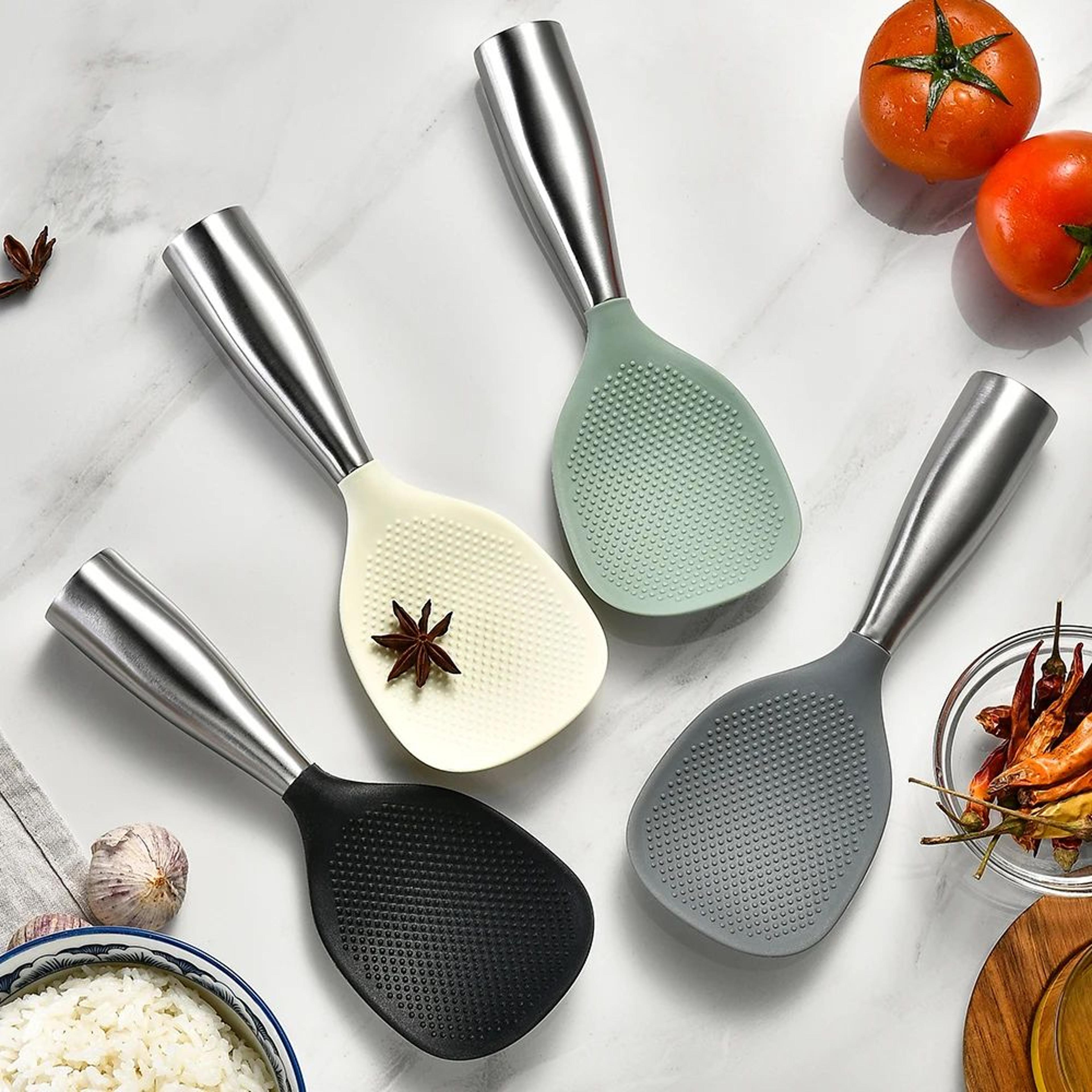 HeatResistant Silicone Nonstick Cooking Spoon  AntiScald Kitchen Rice  Pot Stirring Spoon 4