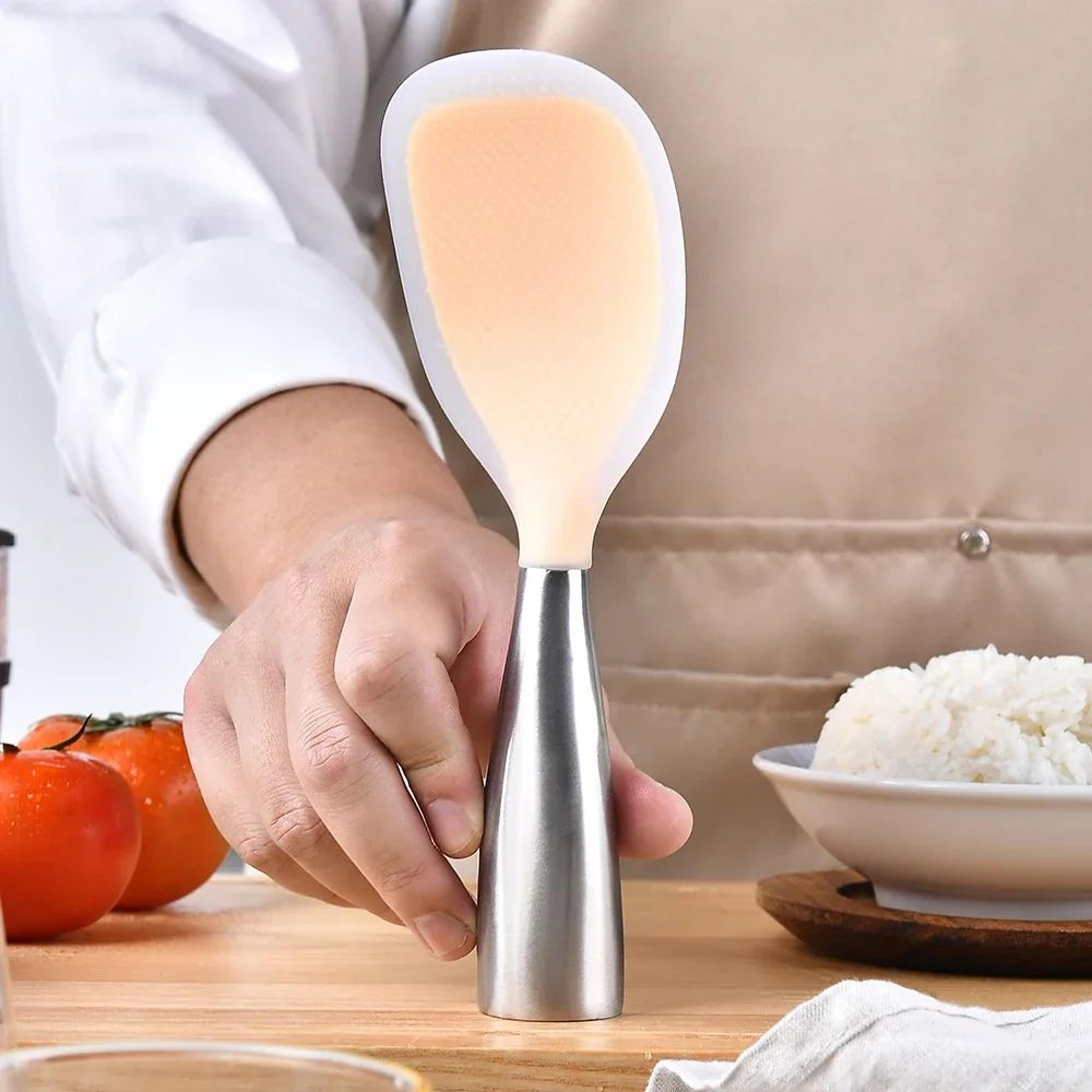 HeatResistant Silicone Nonstick Cooking Spoon  AntiScald Kitchen Rice  Pot Stirring Spoon 5