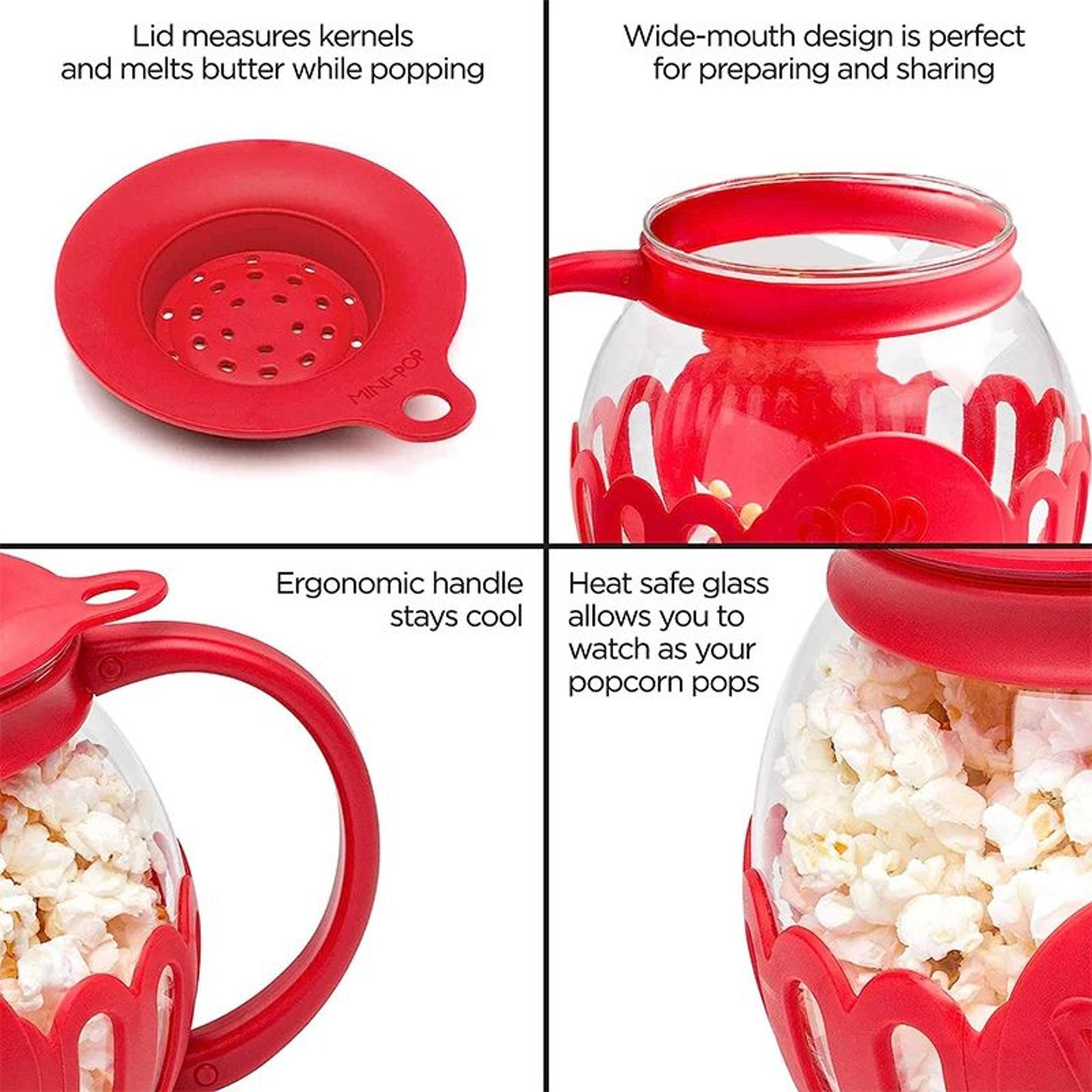 225QT Borosilicate Glass Microwave Popcorn Popper With Silicone Lid  OilFree Popcorn Maker 1