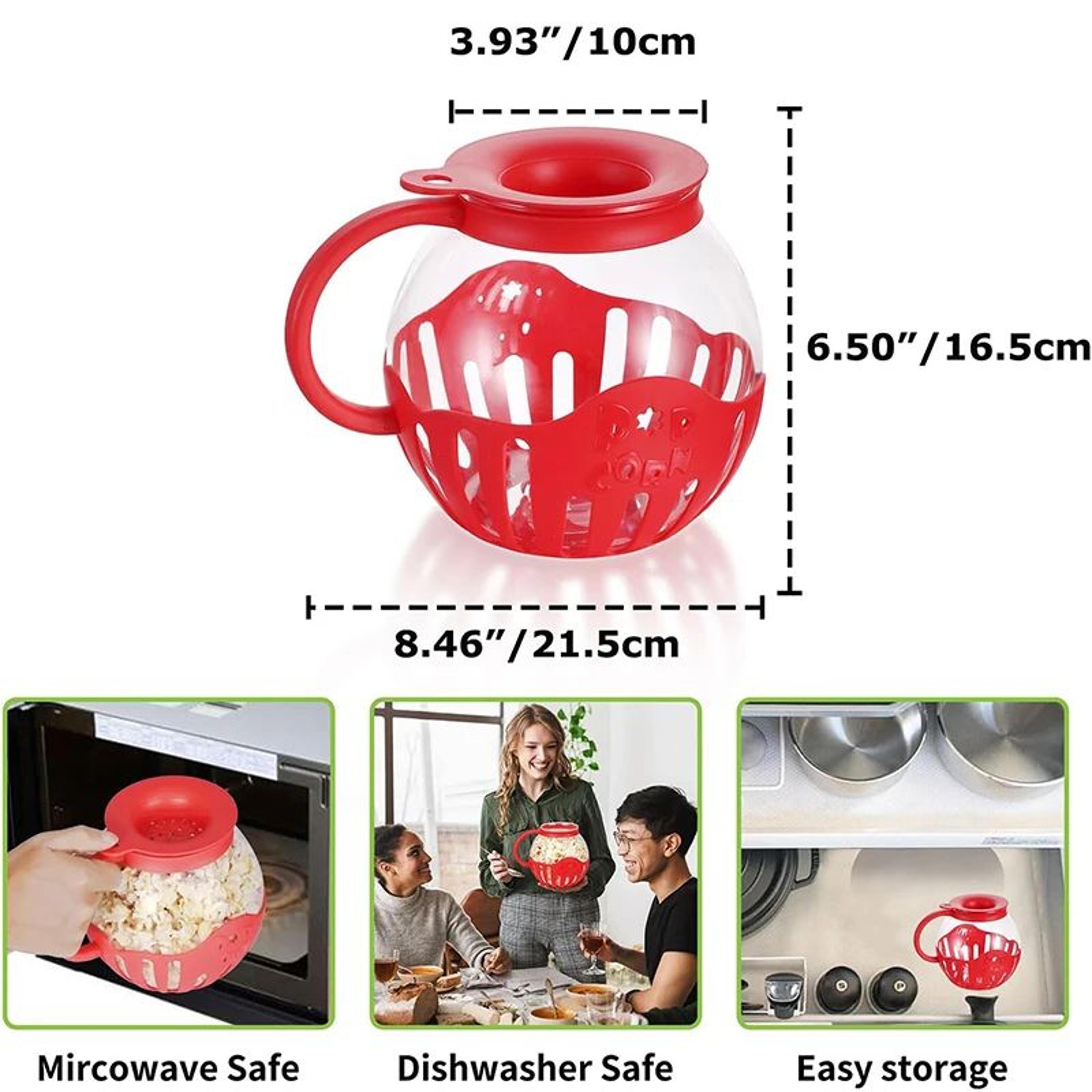 225QT Borosilicate Glass Microwave Popcorn Popper With Silicone Lid  OilFree Popcorn Maker 5