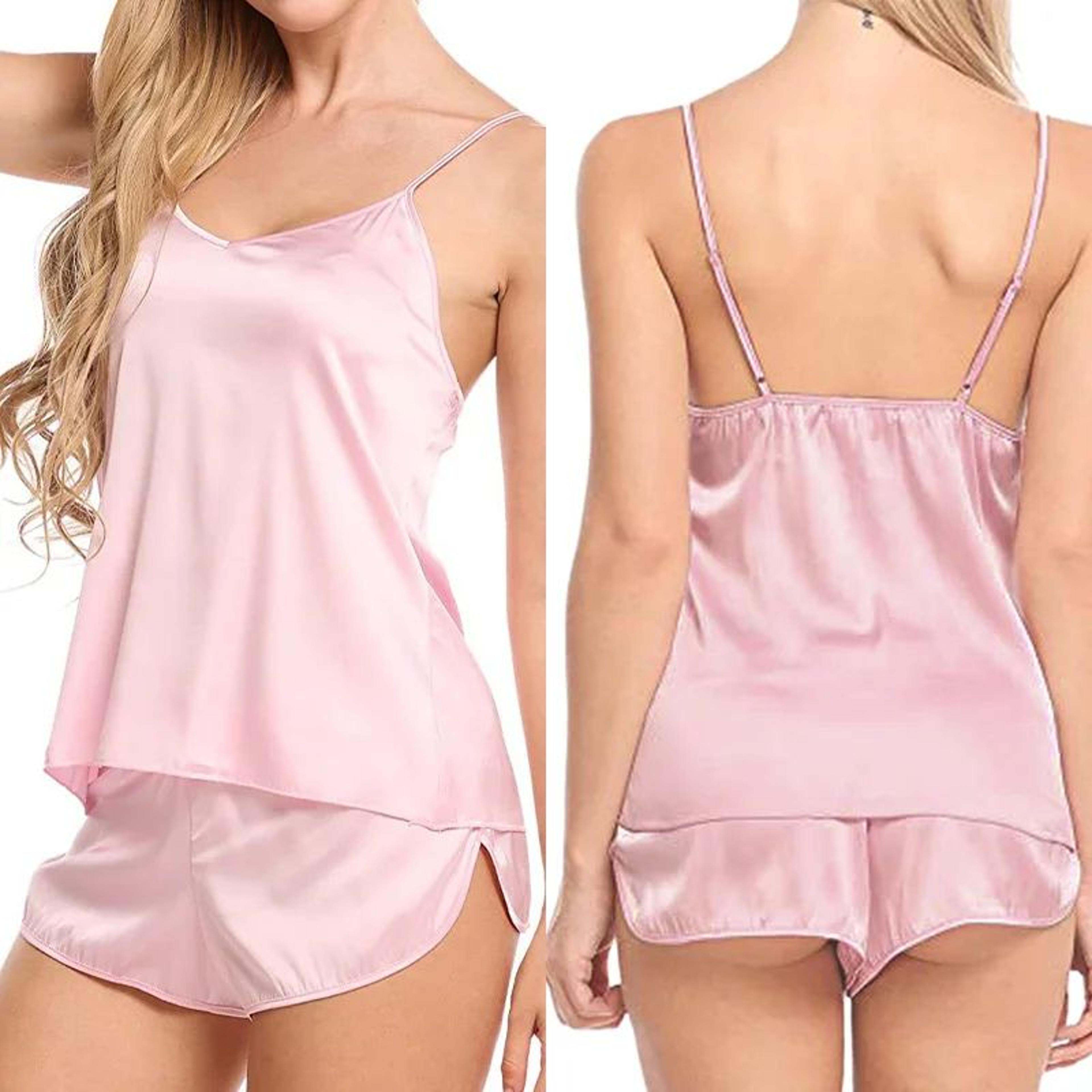 Silky Satin Cami Pajama Set For Women  Sexy Sleeveless Lingerie Sleepwear With Shorts 6