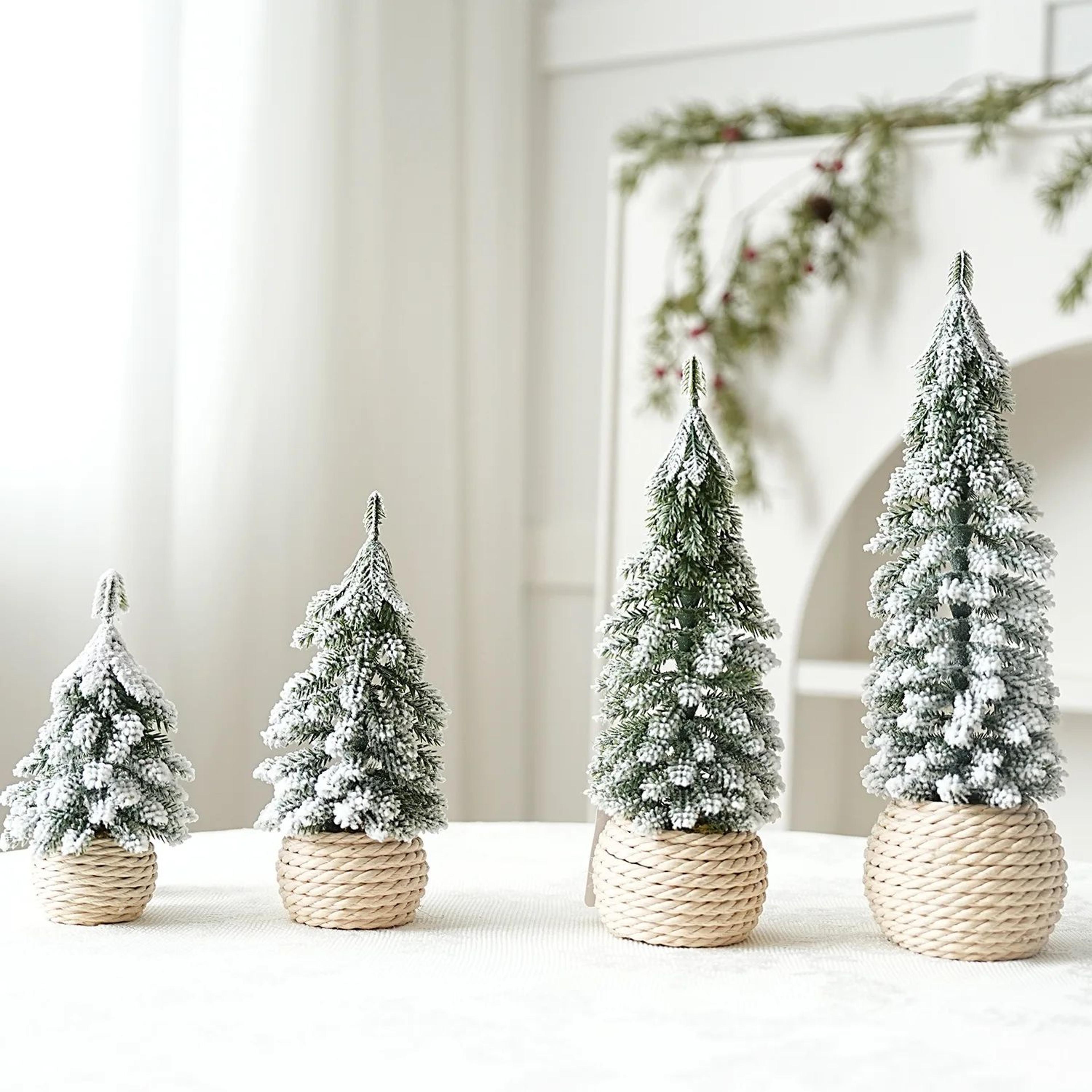 Snow Flocked Mini Cedar Christmas Tree  PE Simulation Desktop Holiday Decoration 5