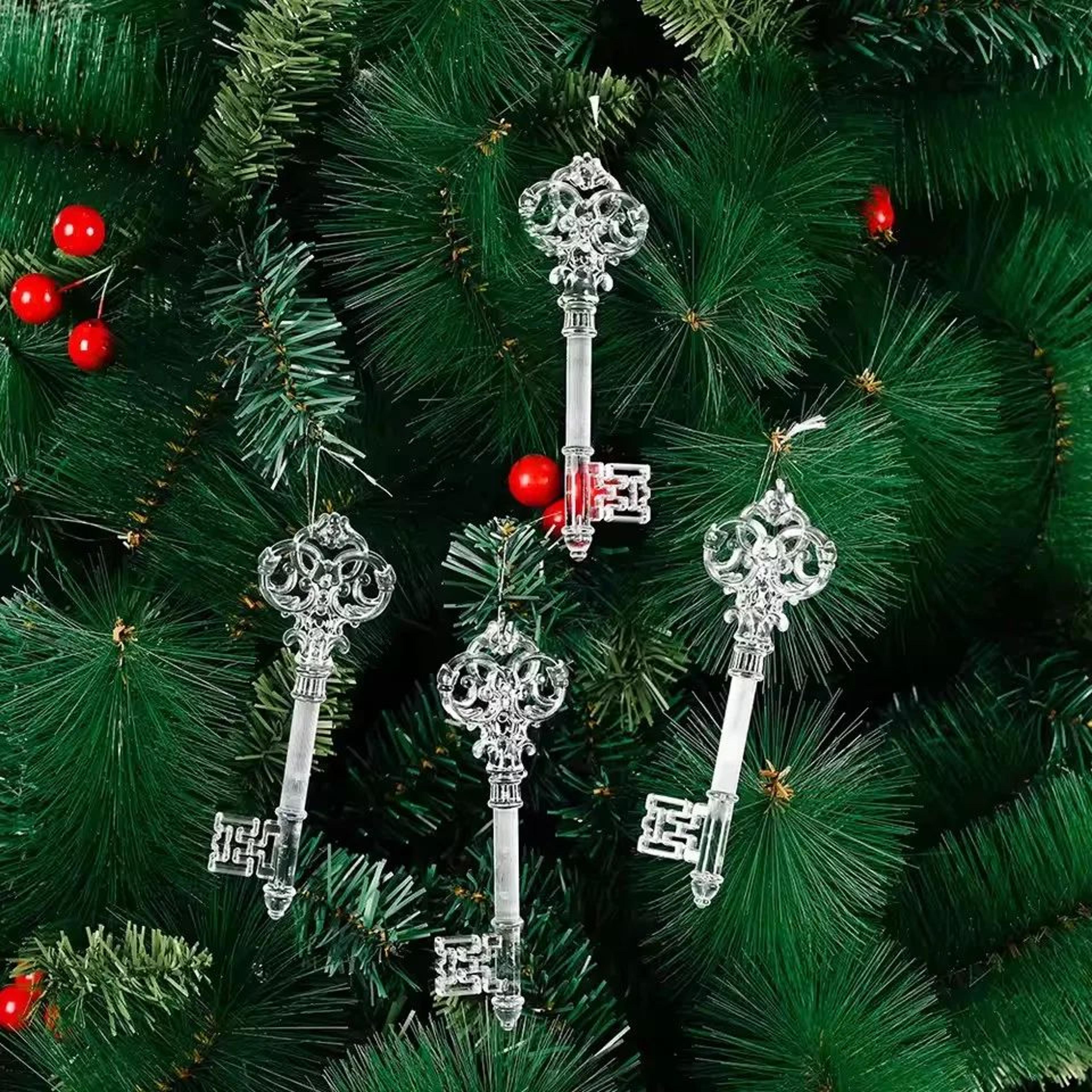 Transparent Acrylic Christmas Ornaments Set  Deer Snowflake  Tree Hanging Holiday Decor 8