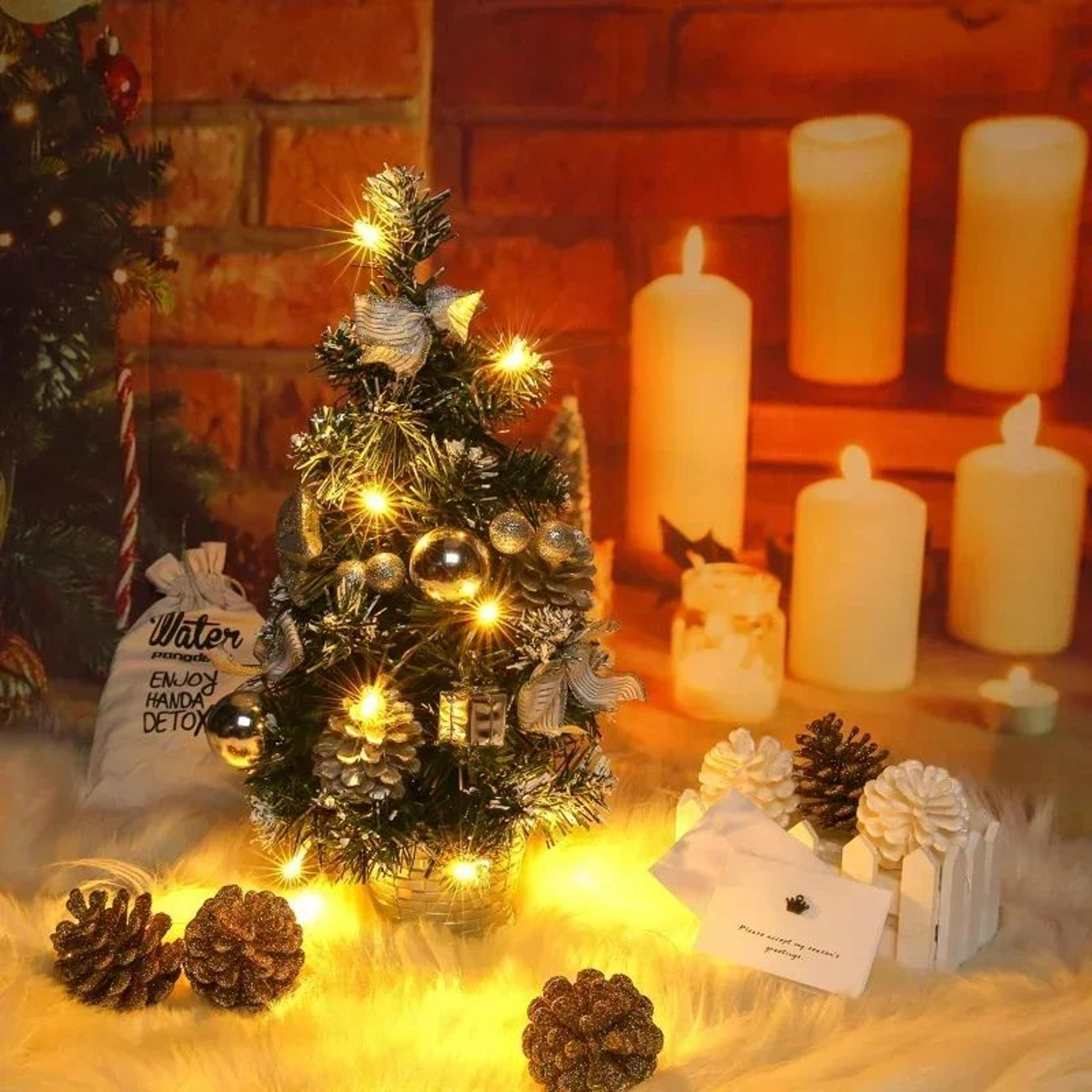LED Mini Pine Christmas Tree Night Light  157in Festive Tabletop Holiday Decoration 0