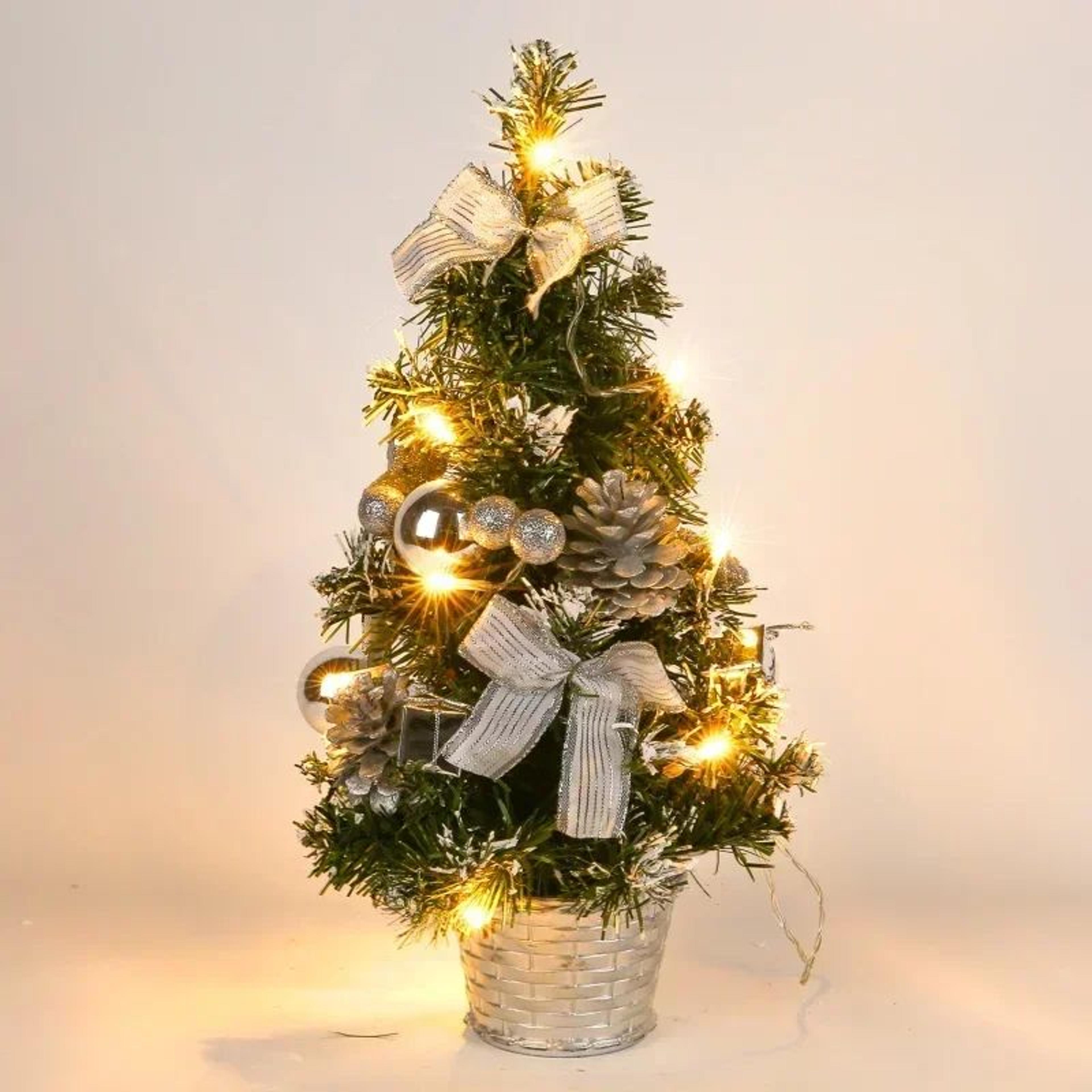 LED Mini Pine Christmas Tree Night Light  157in Festive Tabletop Holiday Decoration 3