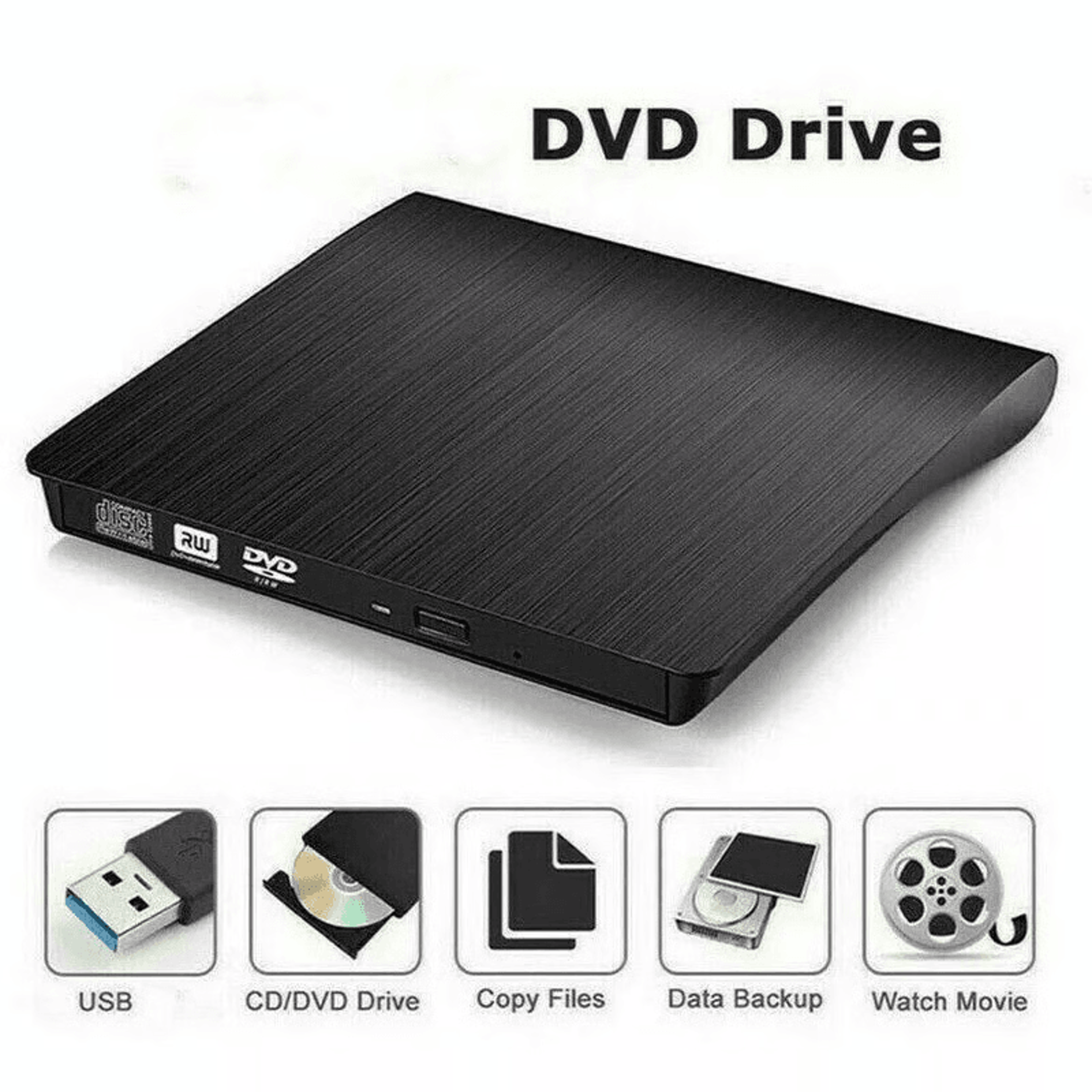 Slim External DVD Drive USB 30  CDDVD Burner  Reader For Laptop PC And Mac 7
