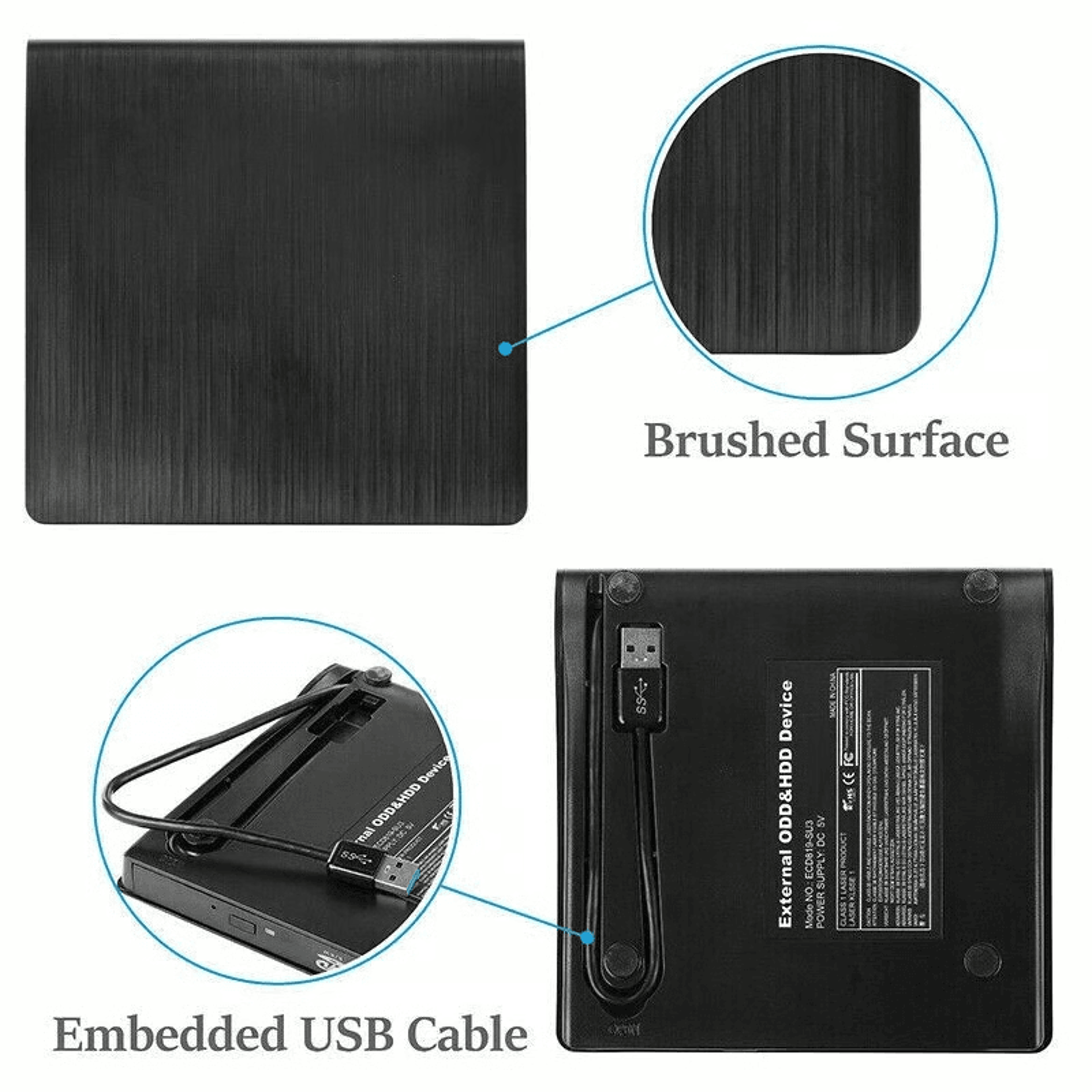 Slim External DVD Drive USB 30  CDDVD Burner  Reader For Laptop PC And Mac 9
