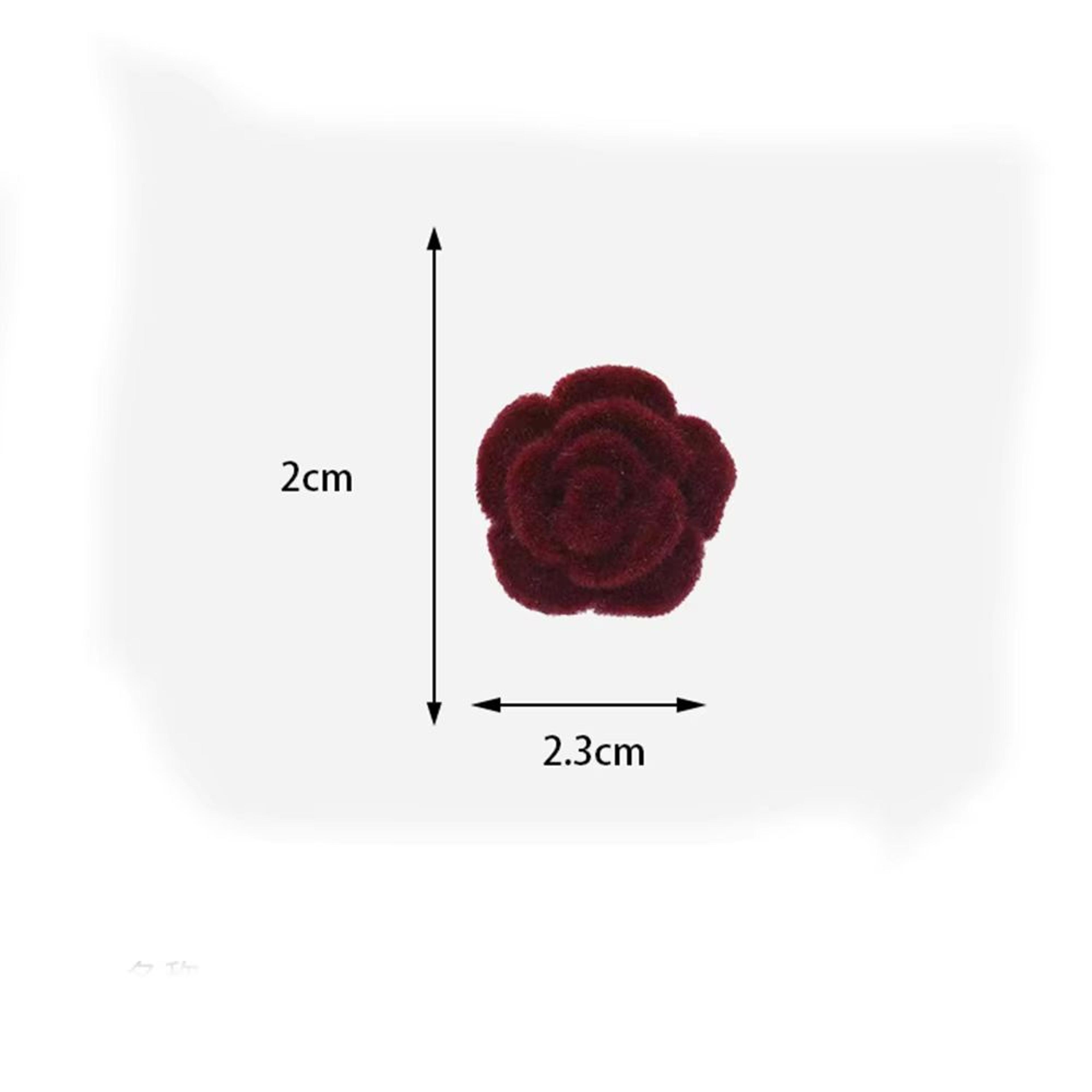 Vintage Wine Red Rose Stud Earrings  Elegant Flocked Flower Earrings With 925 Silver Needle 5