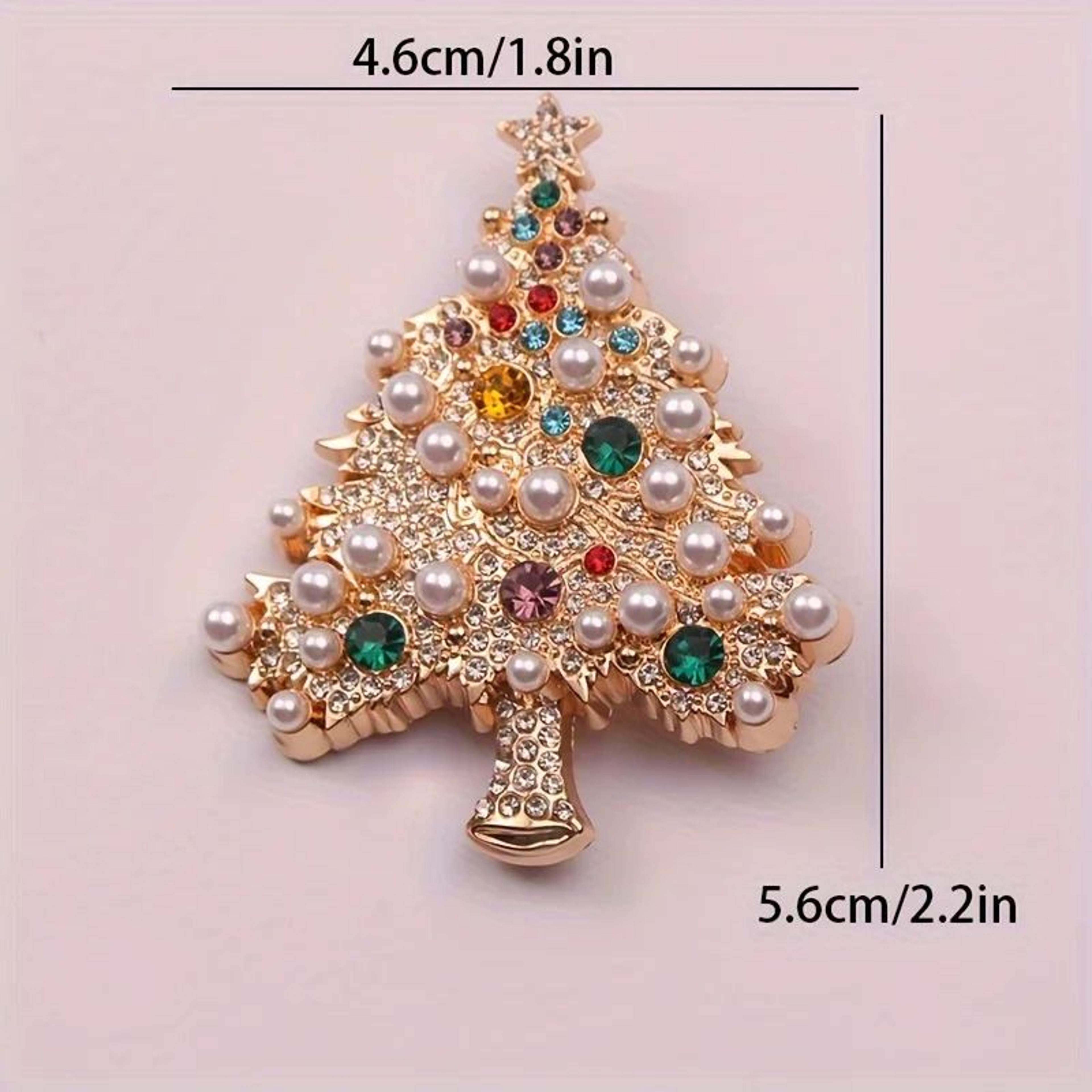 Colorful Christmas Tree Brooch Pin  Festive Rhinestone Holiday Jewelry For Women 4