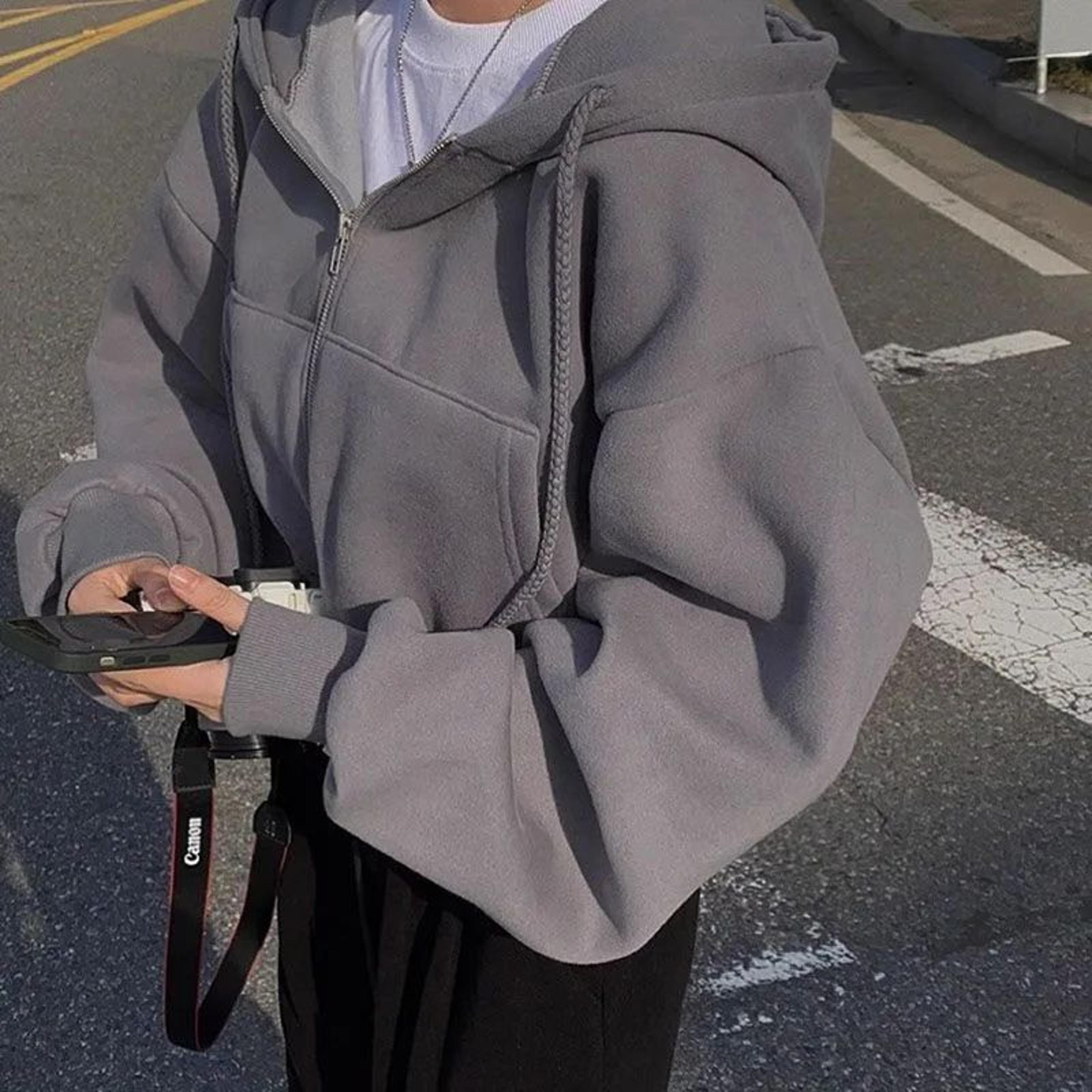 Linglsix Y2K Cropped ZipUp Hoodie  Womens Harajuku Streetwear Hooded Sweatshirt Jacket 5