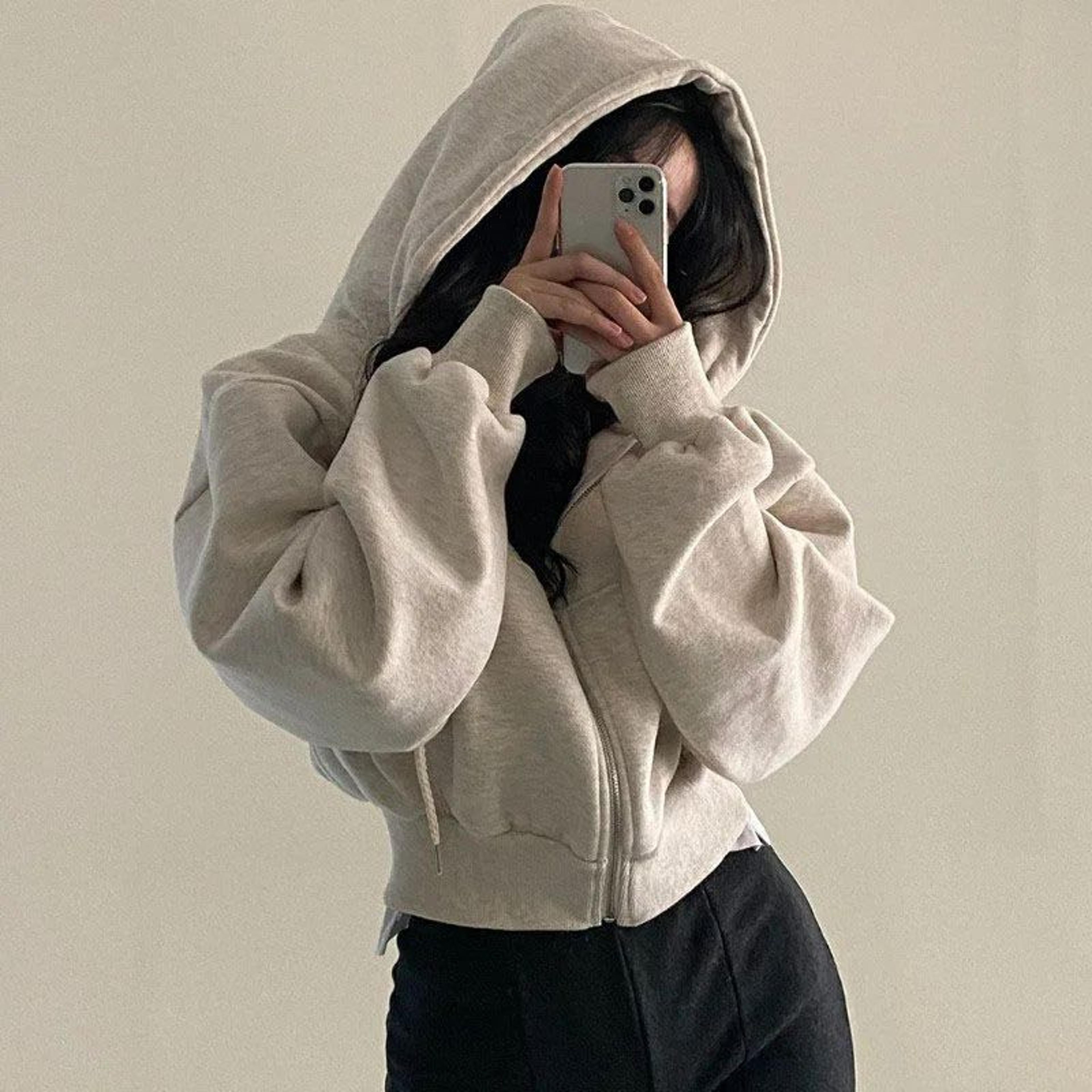 Linglsix Y2K Cropped ZipUp Hoodie  Womens Harajuku Streetwear Hooded Sweatshirt Jacket 8