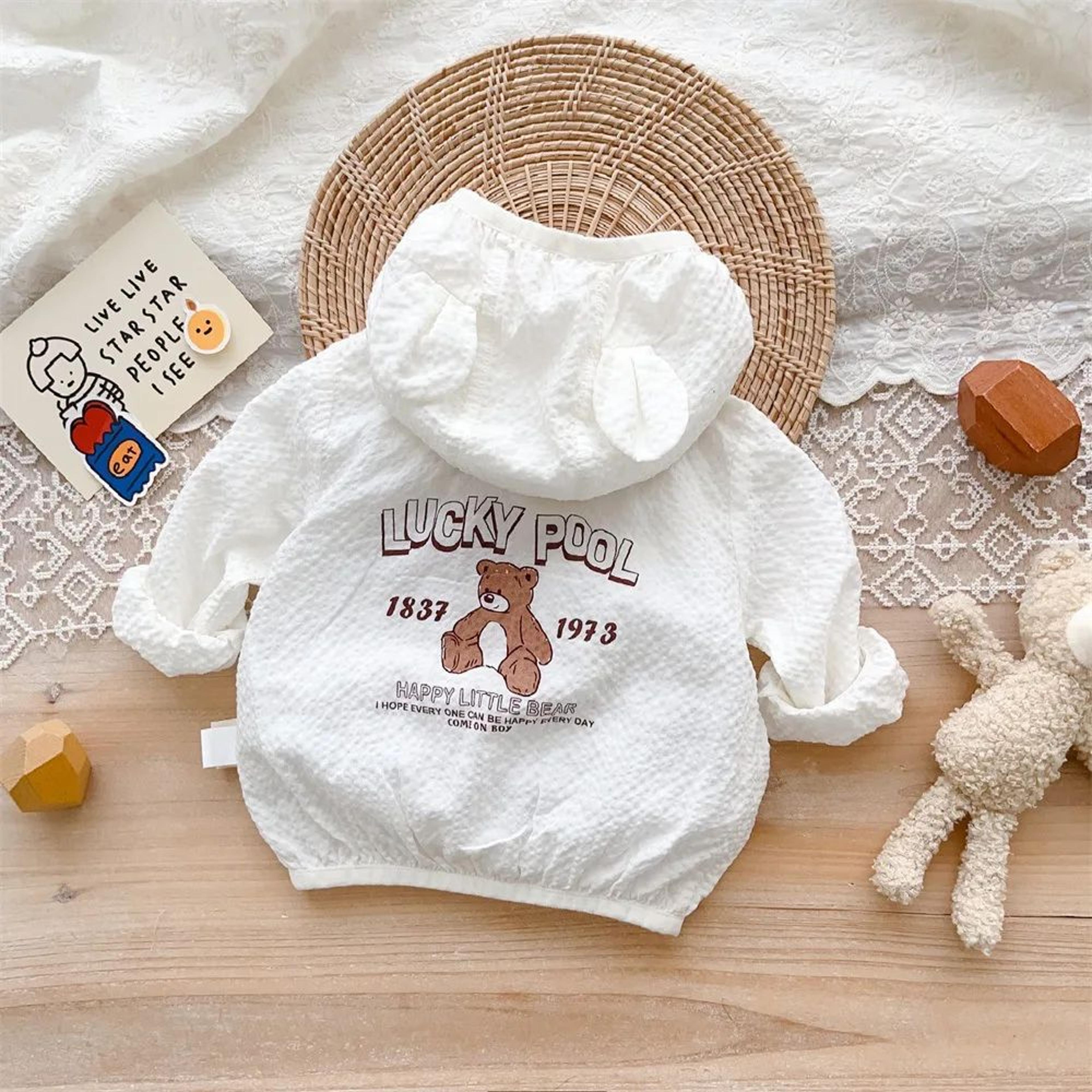 Cute Bear Baby Sun Protection Jacket  Lightweight UV Protective Coat For Infants  Toddlers 1