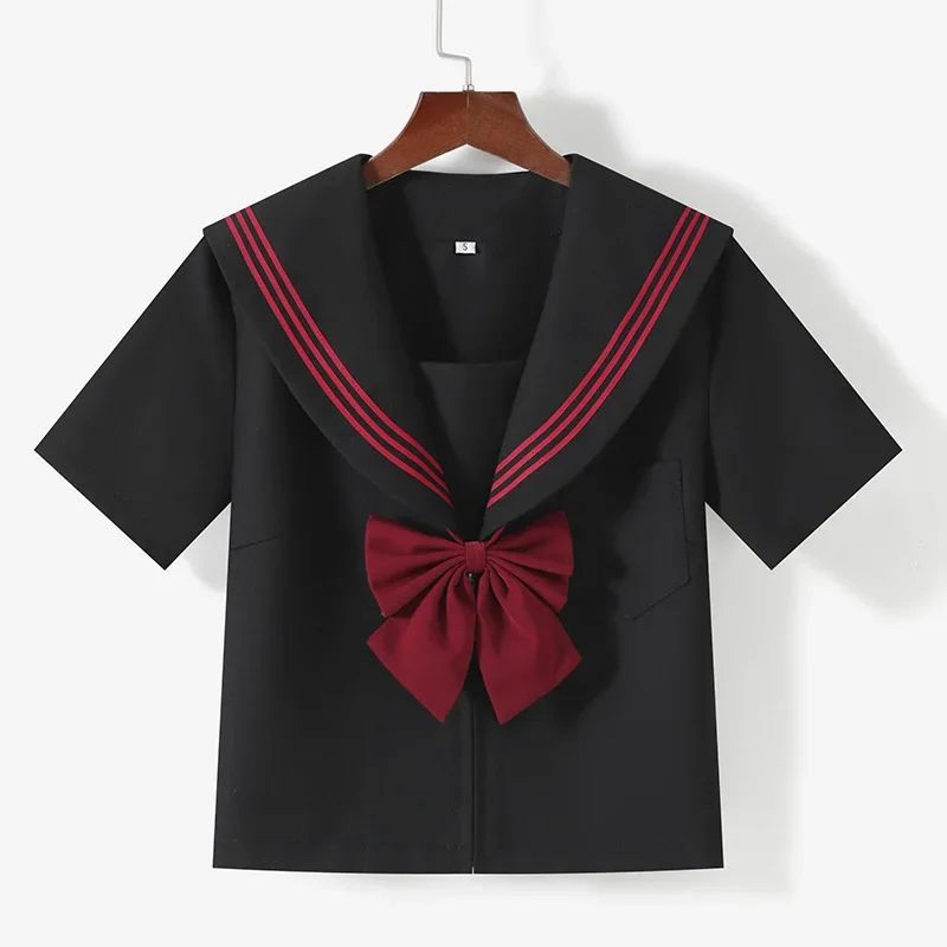 Womens Black Japanese JK Sailor School Uniform Set  Classic Anime Cosplay Student Outfit With Pleat 8