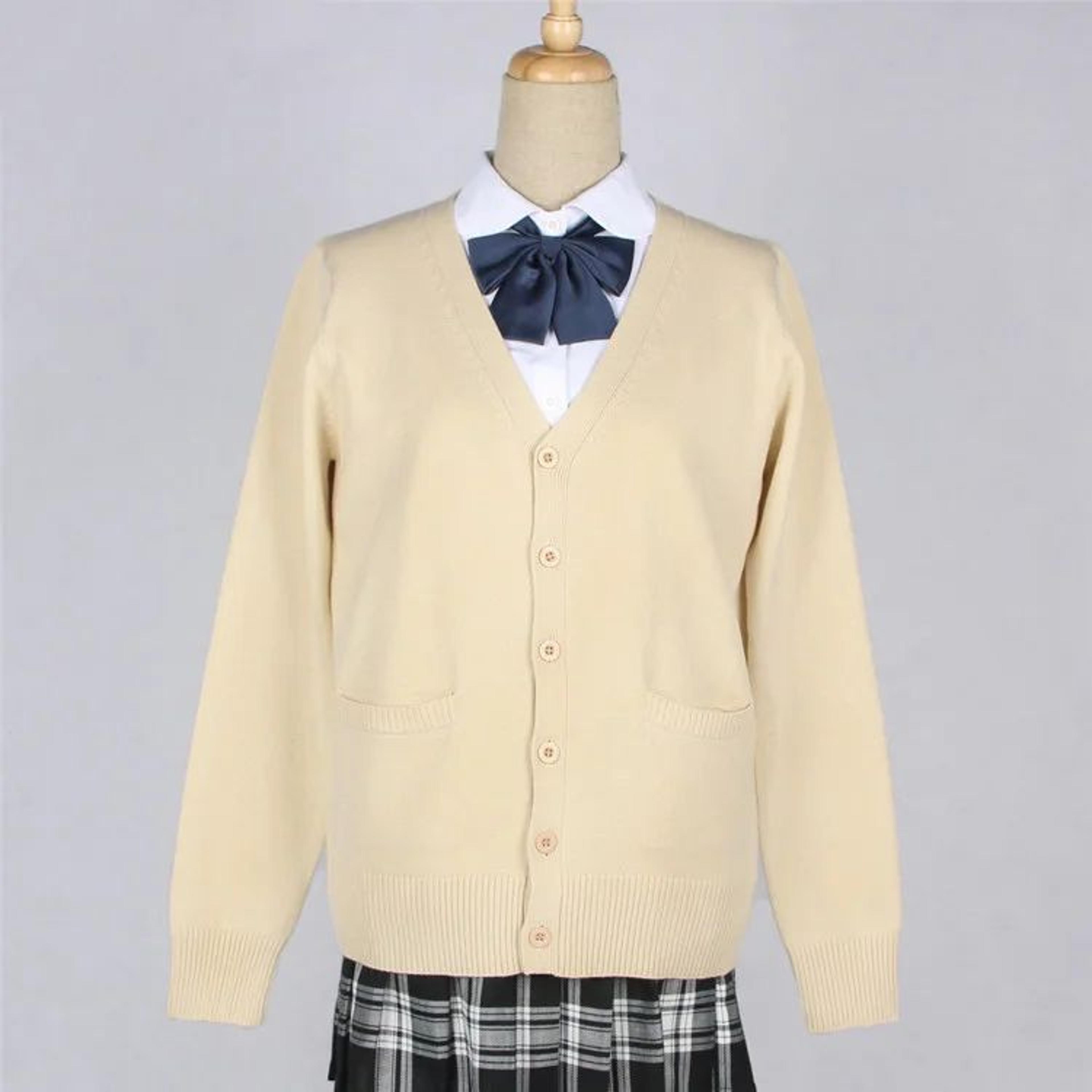 Japanese JK School Uniform Sweater Cardigan  Anime VNeck Long Sleeve Knit Coat For Girls 1