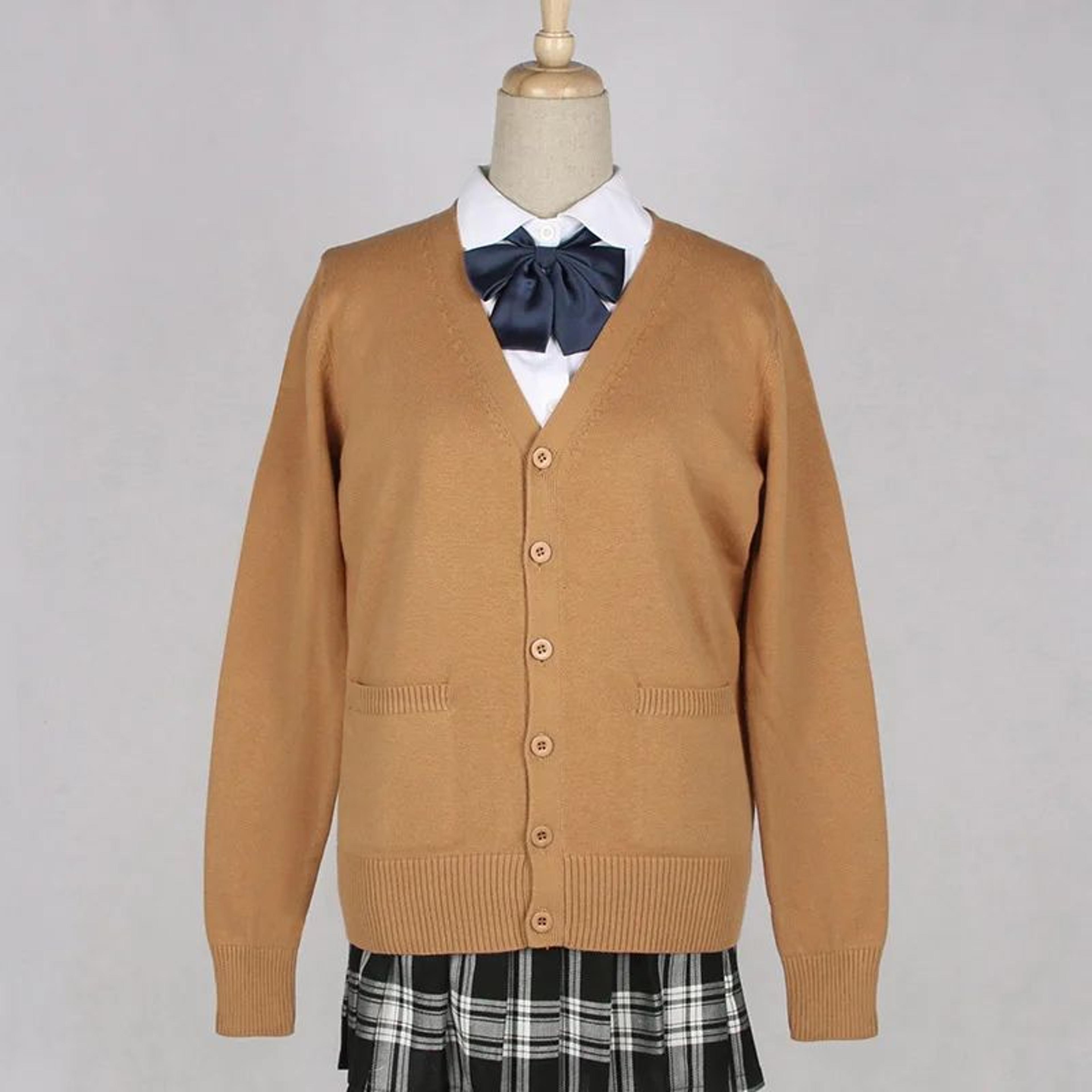 Japanese JK School Uniform Sweater Cardigan  Anime VNeck Long Sleeve Knit Coat For Girls 4