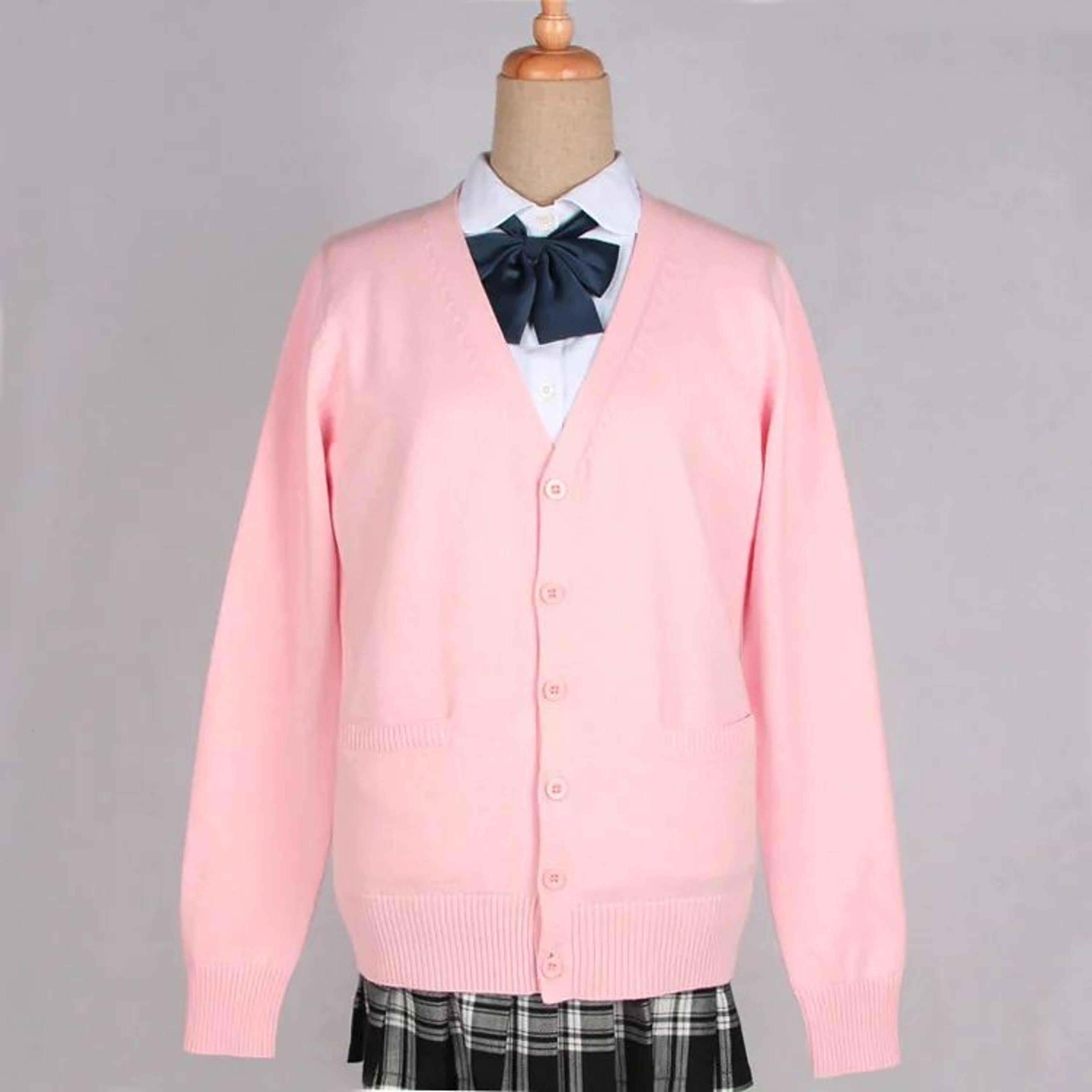 Japanese JK School Uniform Sweater Cardigan  Anime VNeck Long Sleeve Knit Coat For Girls 17