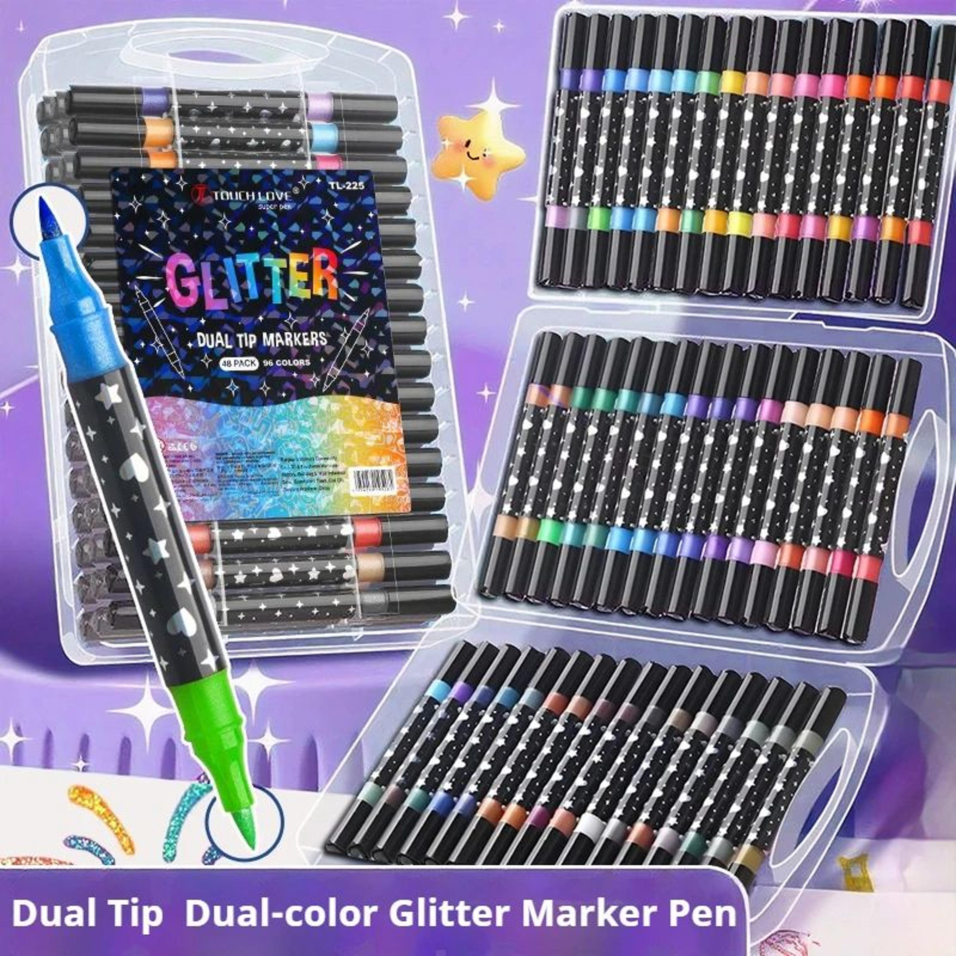 Dual Tip Glitter Acrylic Paint Markers Set  Metallic Fine Tip Art Pens For Rock Painting 4