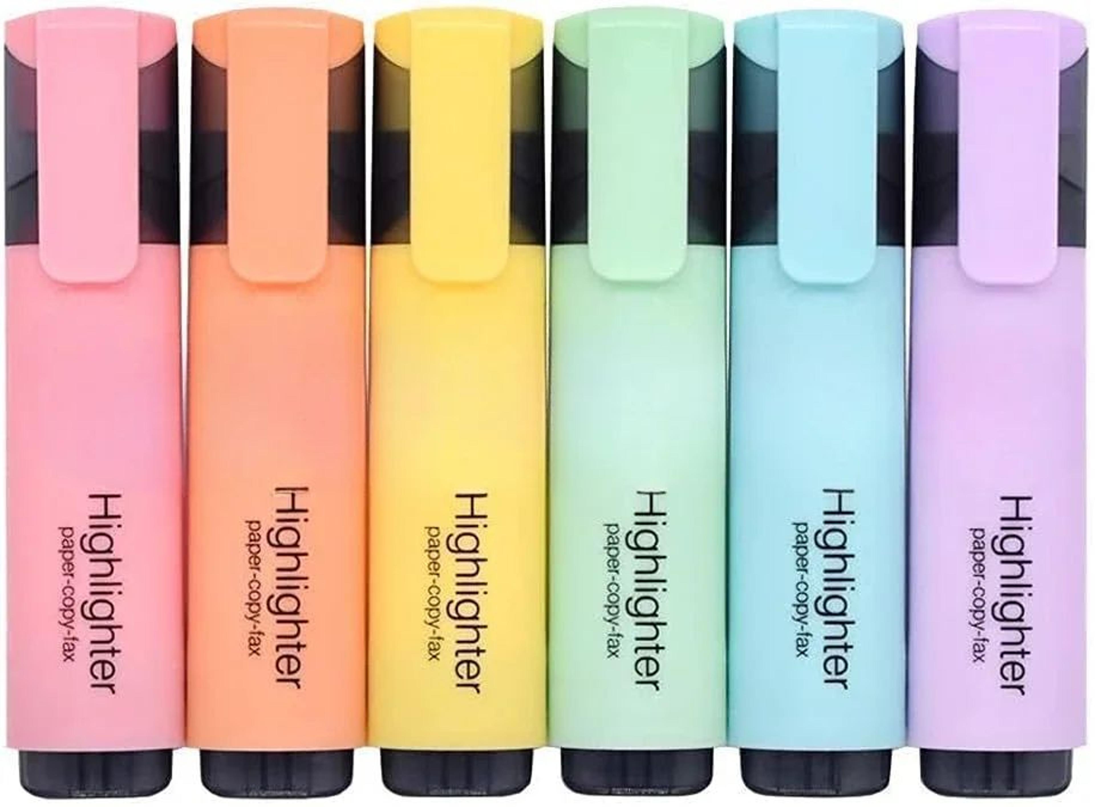 Pastel Chisel Tip Highlighter Marker Set  6 Soft Color Study  Office Highlight Pens 2