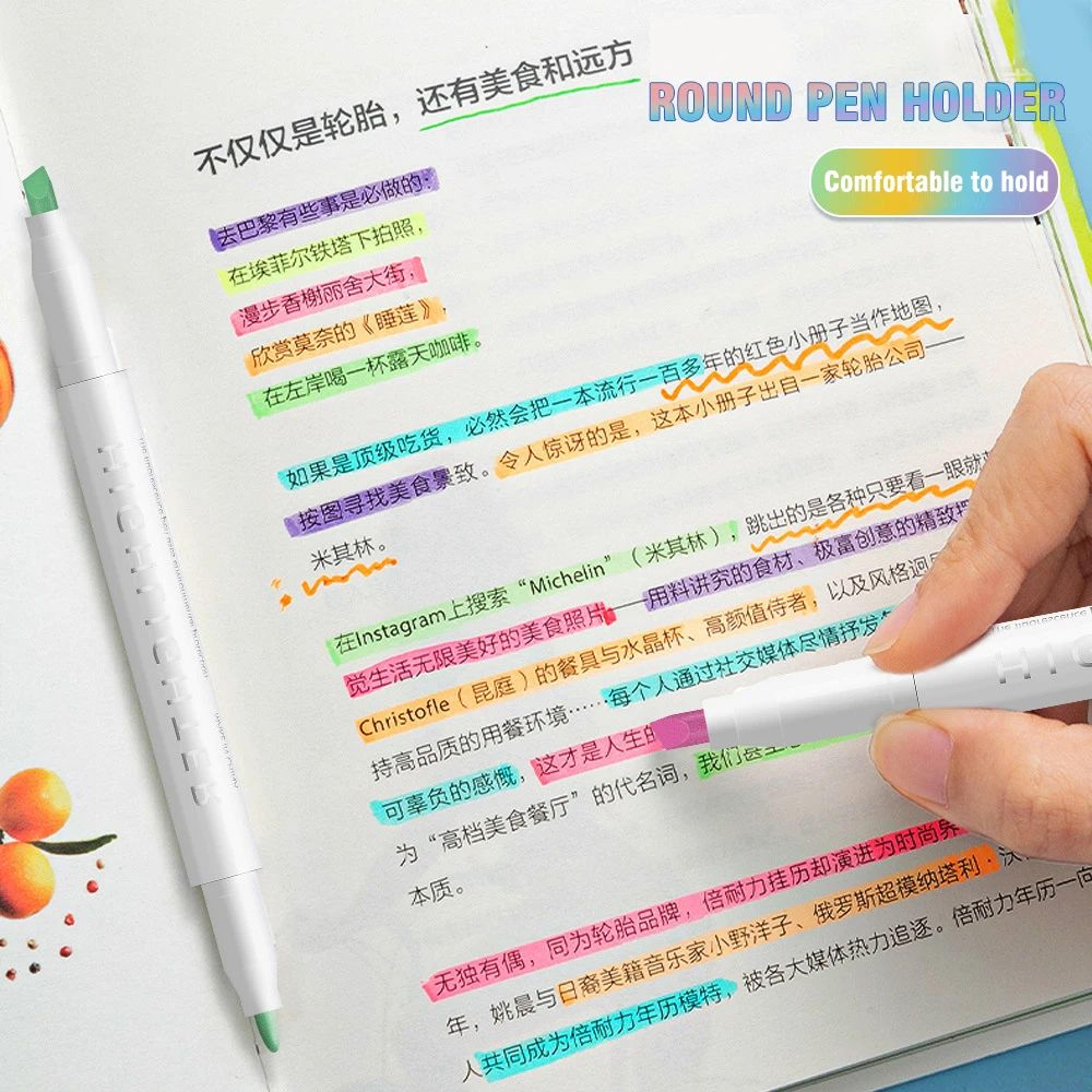 Dual Tip Pastel Highlighter Marker Set  Double Ended Fluorescent Art  Study Pens 2