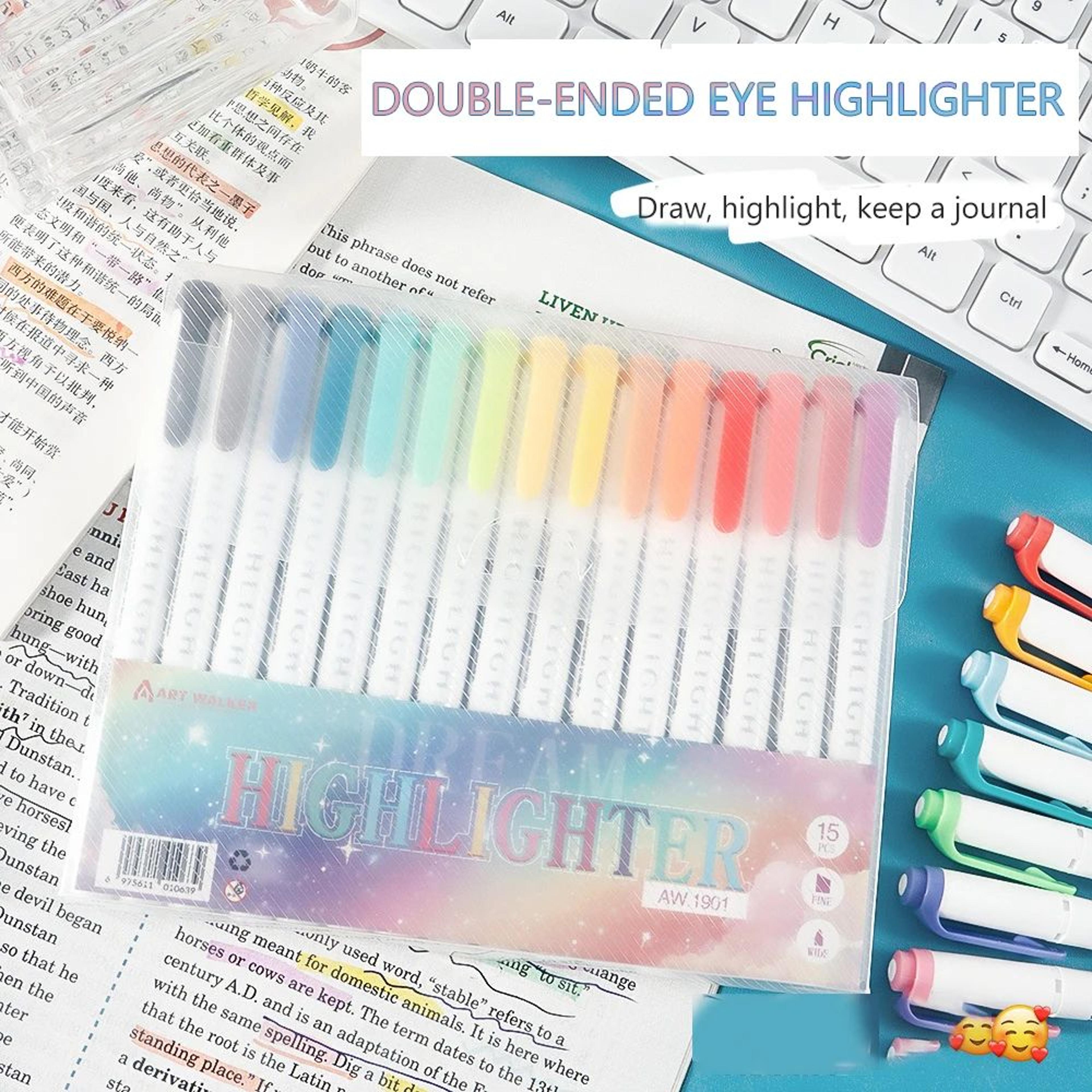 Dual Tip Pastel Highlighter Marker Set  Double Ended Fluorescent Art  Study Pens 7