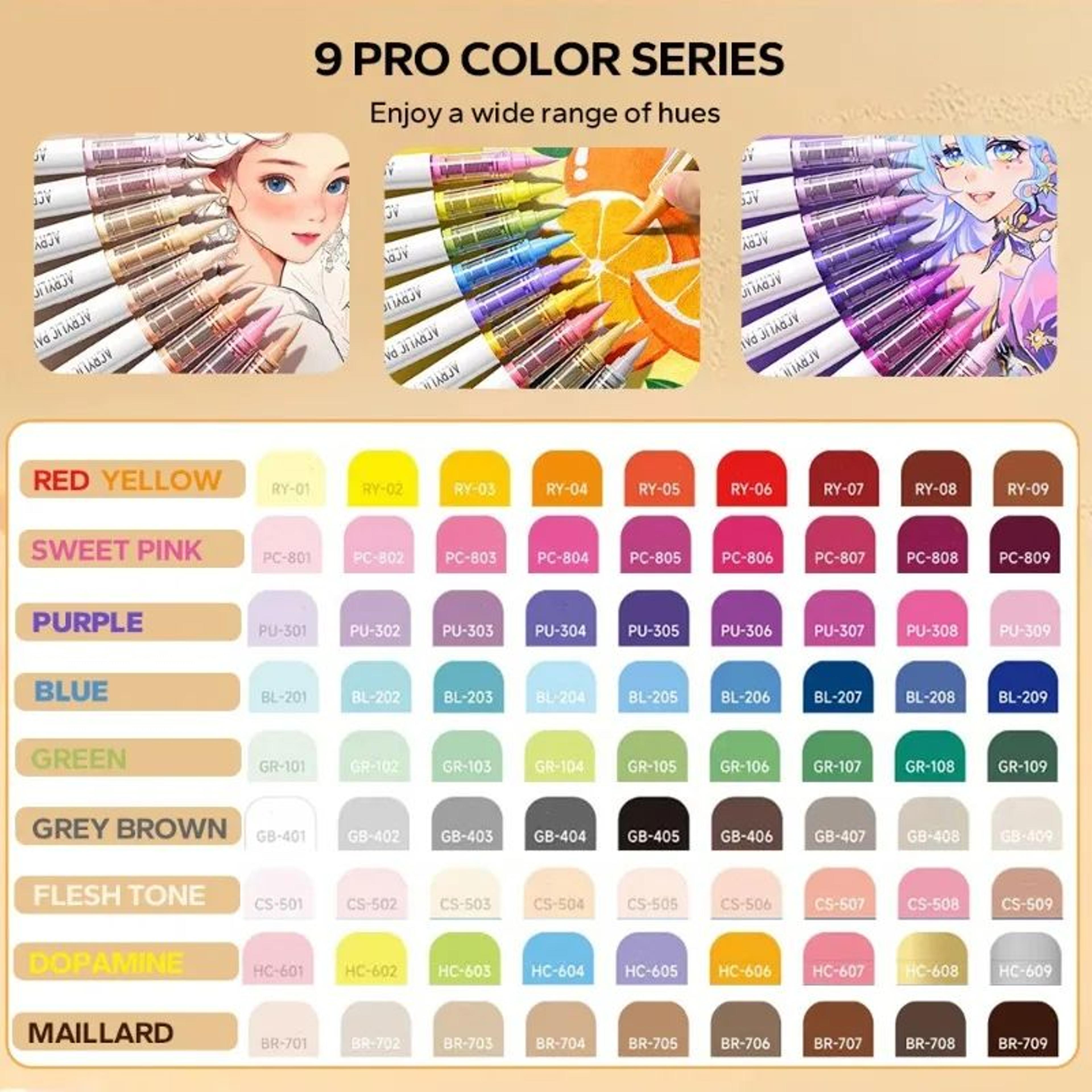 9Piece Acrylic Brush Marker Set  Professional Ink Control Art Pens For Painting  Sketching 1