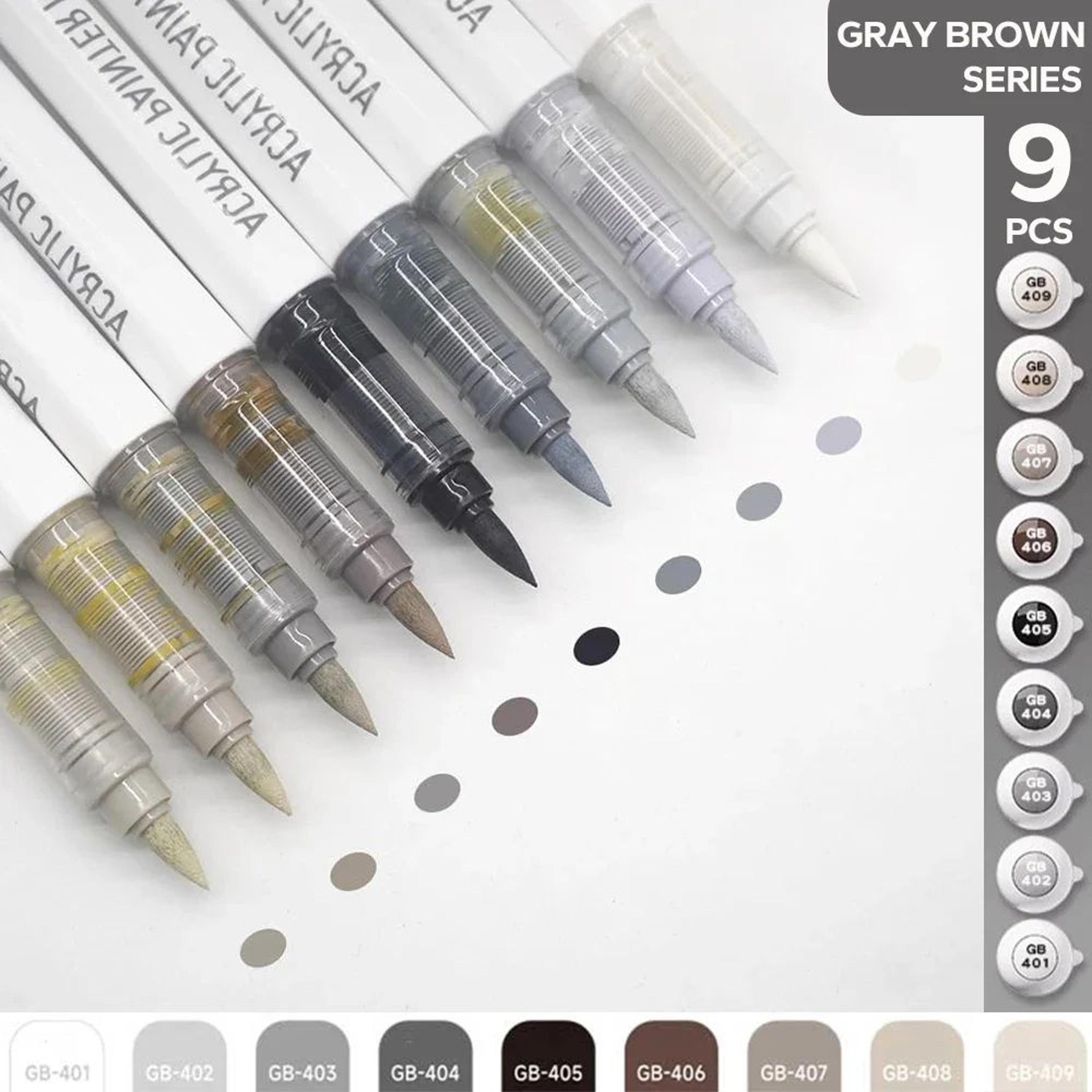 9Piece Acrylic Brush Marker Set  Professional Ink Control Art Pens For Painting  Sketching 6