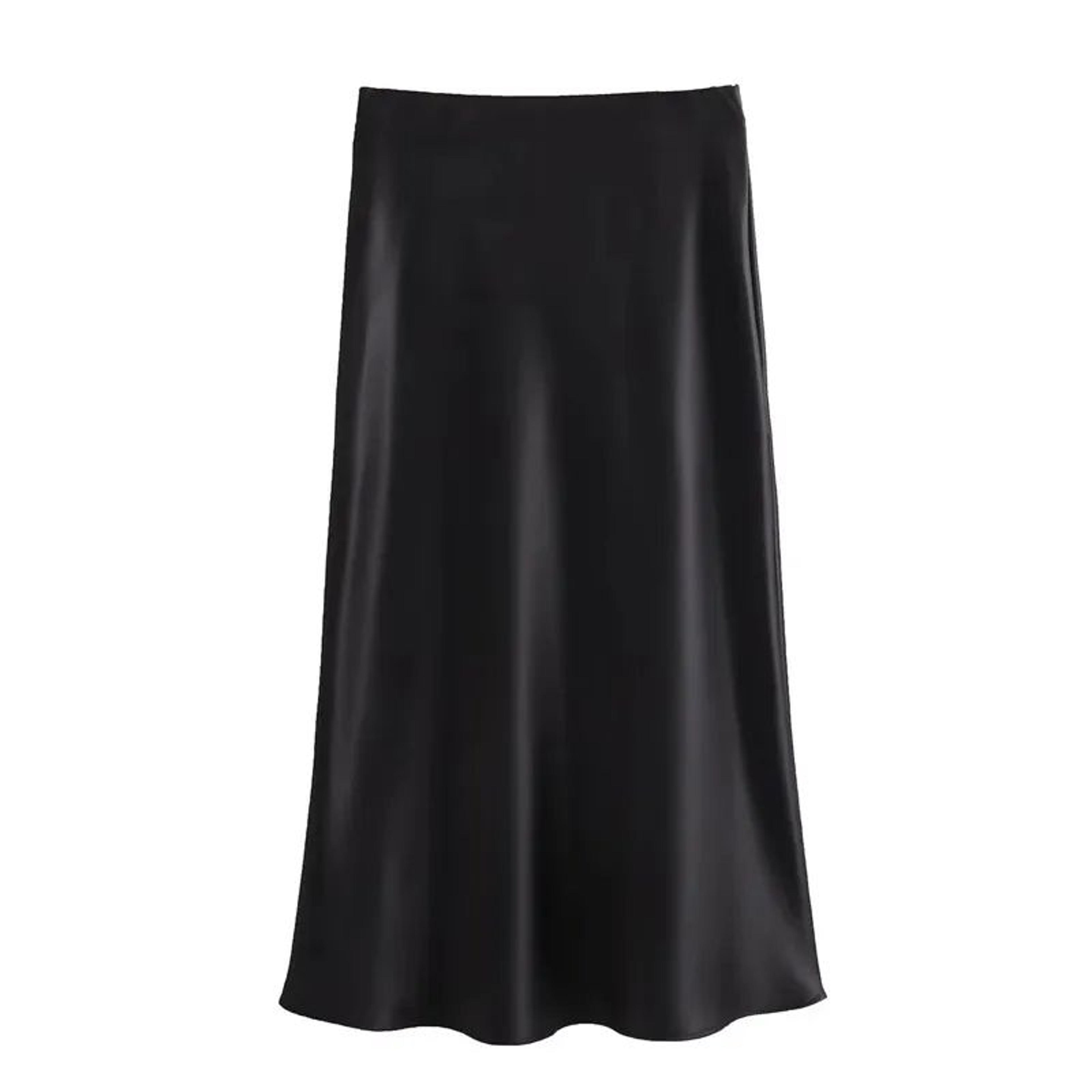 Womens High Waist Satin Midi Skirt  Elegant Office Lady Summer Skirt MidCalf Length 7