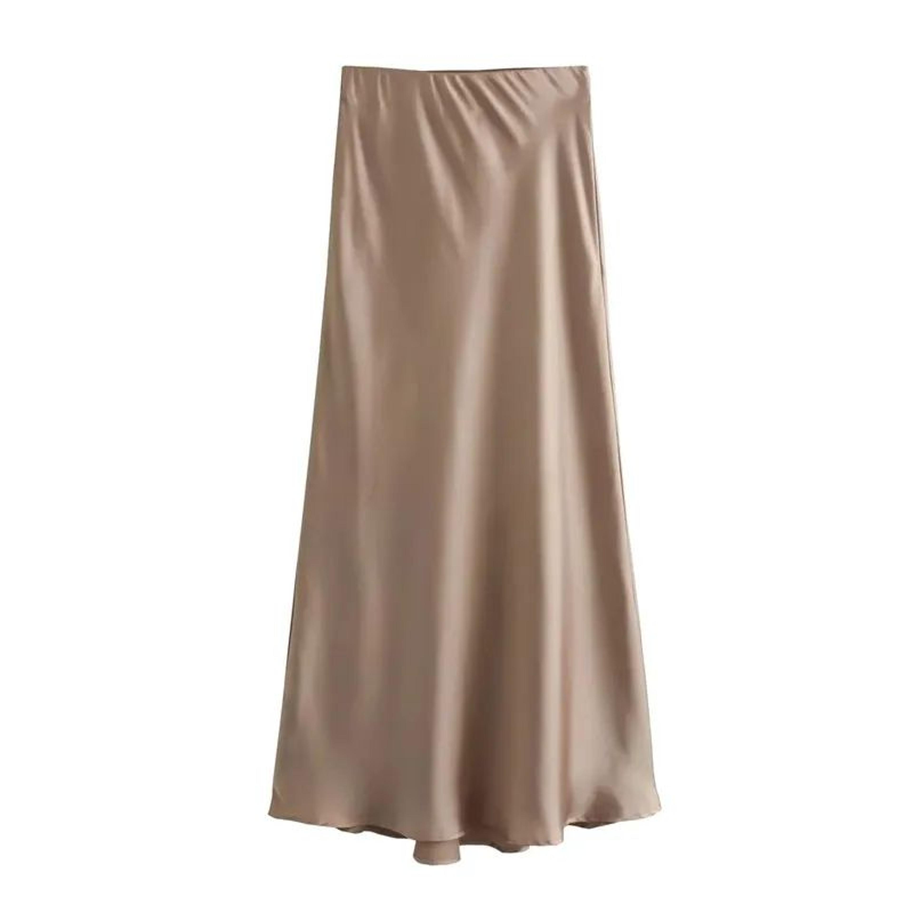 Womens High Waist Satin Midi Skirt  Elegant Office Lady Summer Skirt MidCalf Length 8