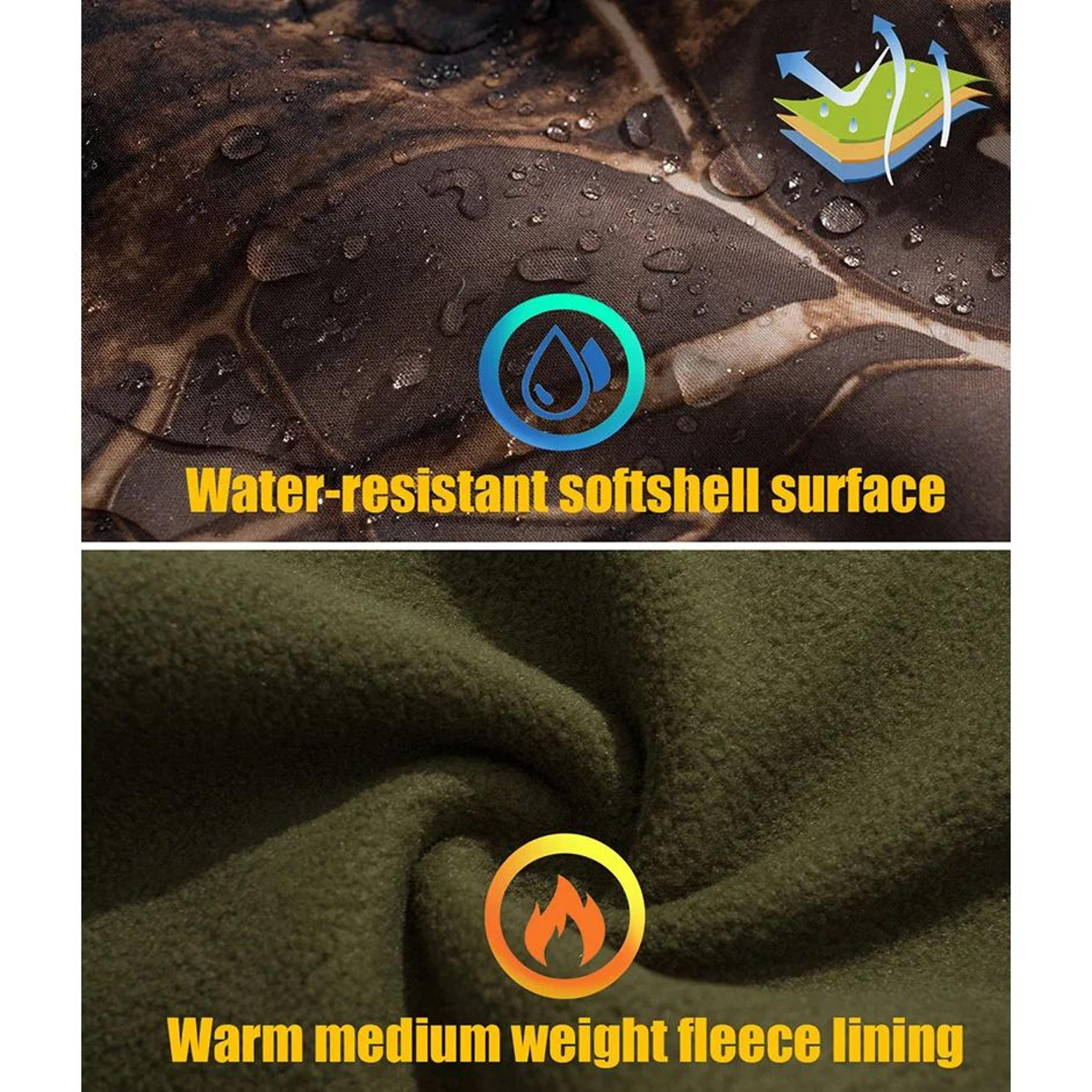 Mens Camouflage Softshell Tactical Hunting Jacket  Waterproof Windproof Fleece Hooded Outdoor Coat 2