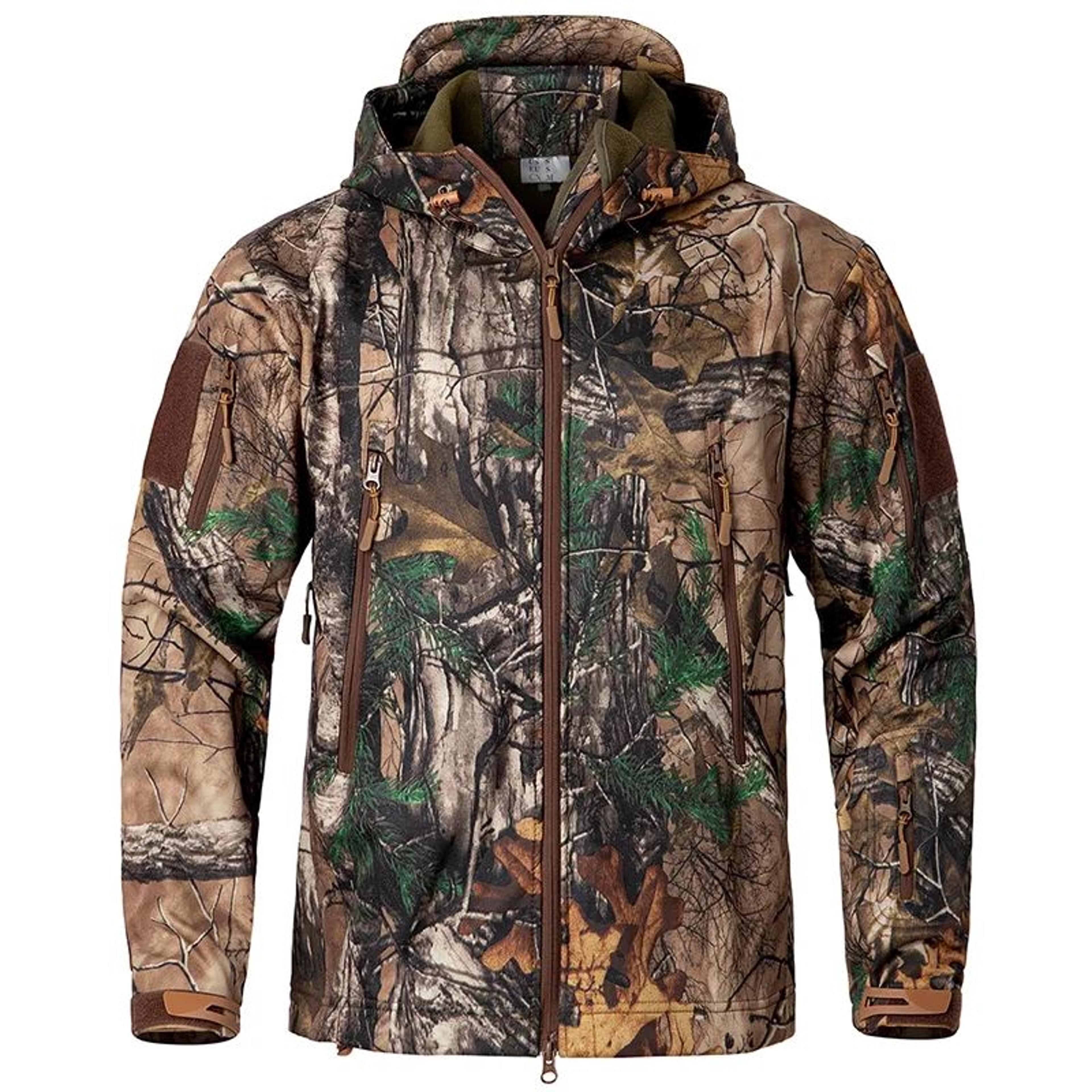 Mens Camouflage Softshell Tactical Hunting Jacket  Waterproof Windproof Fleece Hooded Outdoor Coat 6