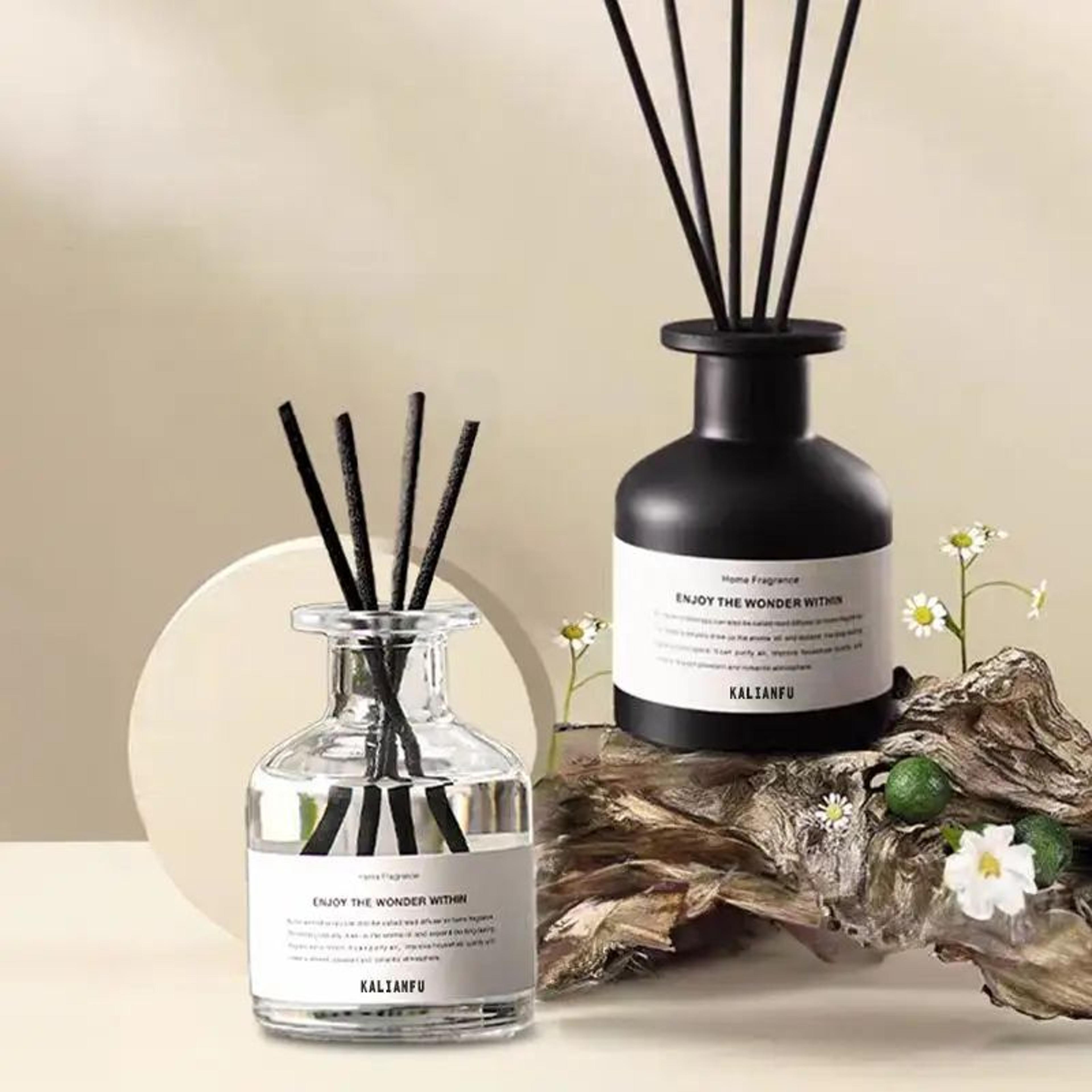 1.69 fl oz freesia jasmine reed diffuser set – flameless home fragrance oil with rattan sticks