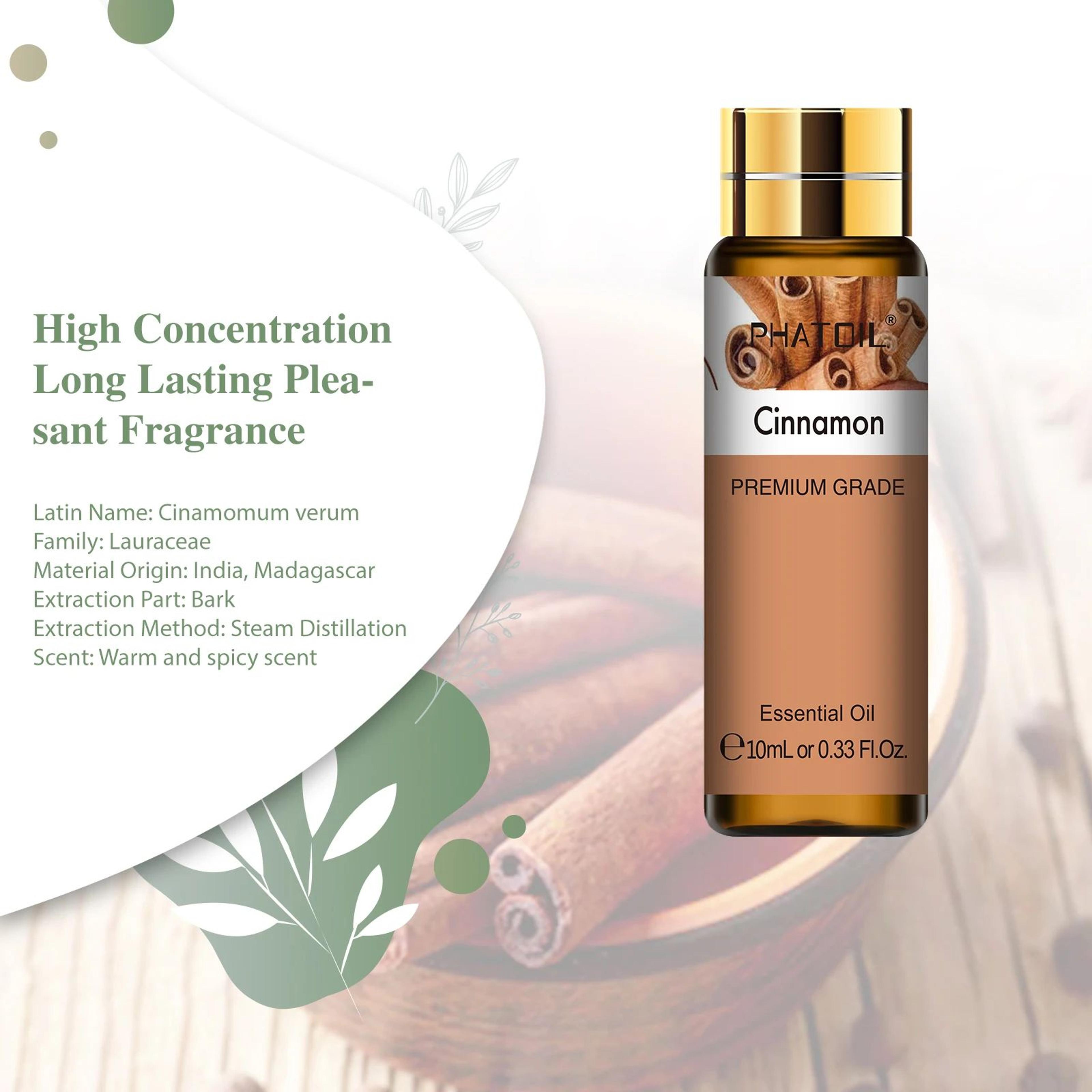 PHATOIL 10ml Cinnamon Essential Oil  Pure Natural Aromatherapy Oil For Diffuser Massage  DIY 5