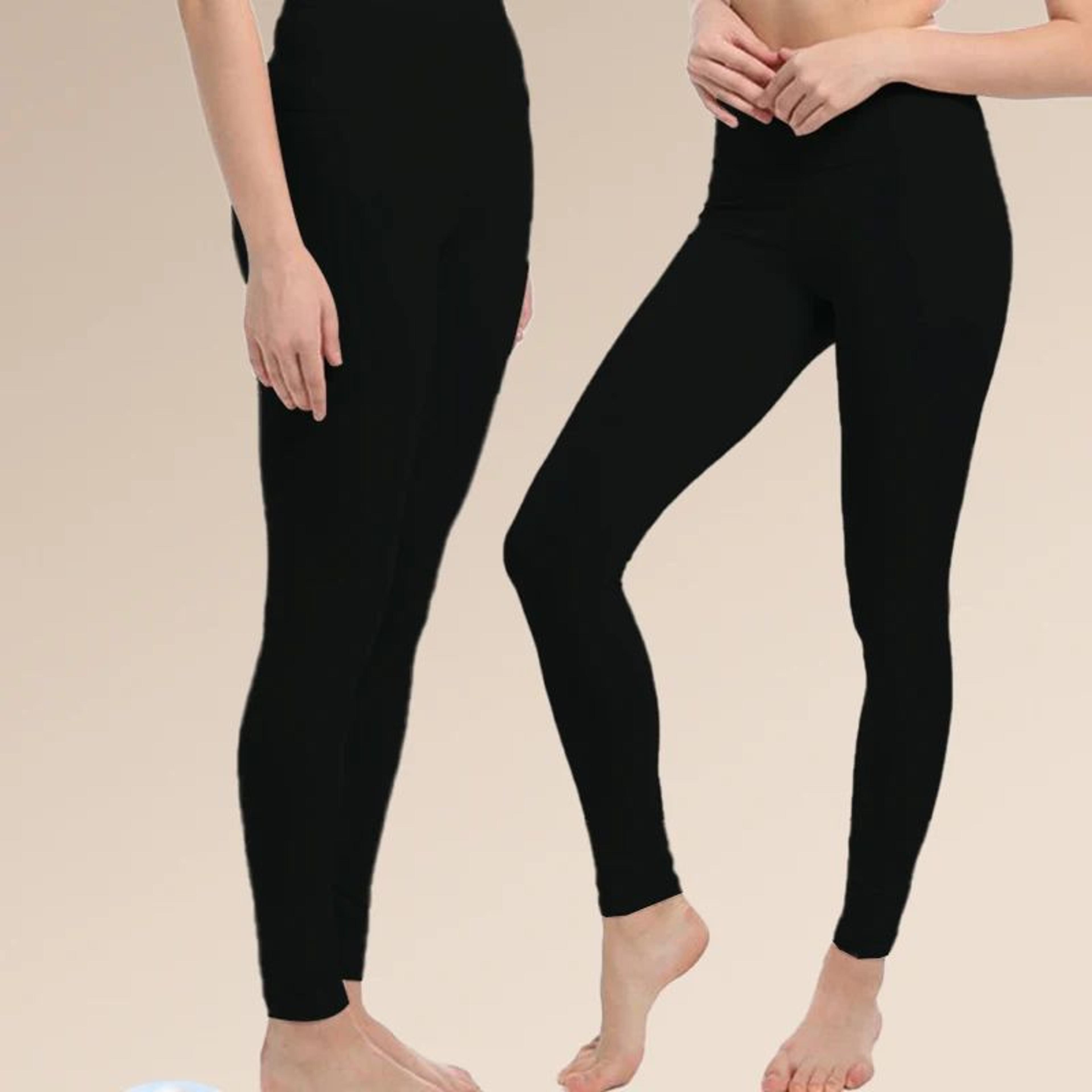 Womens HighWaisted Cotton Thermal Leggings  Warm Autumn Winter Inner Wear Trousers Stretch Knit Ank 4