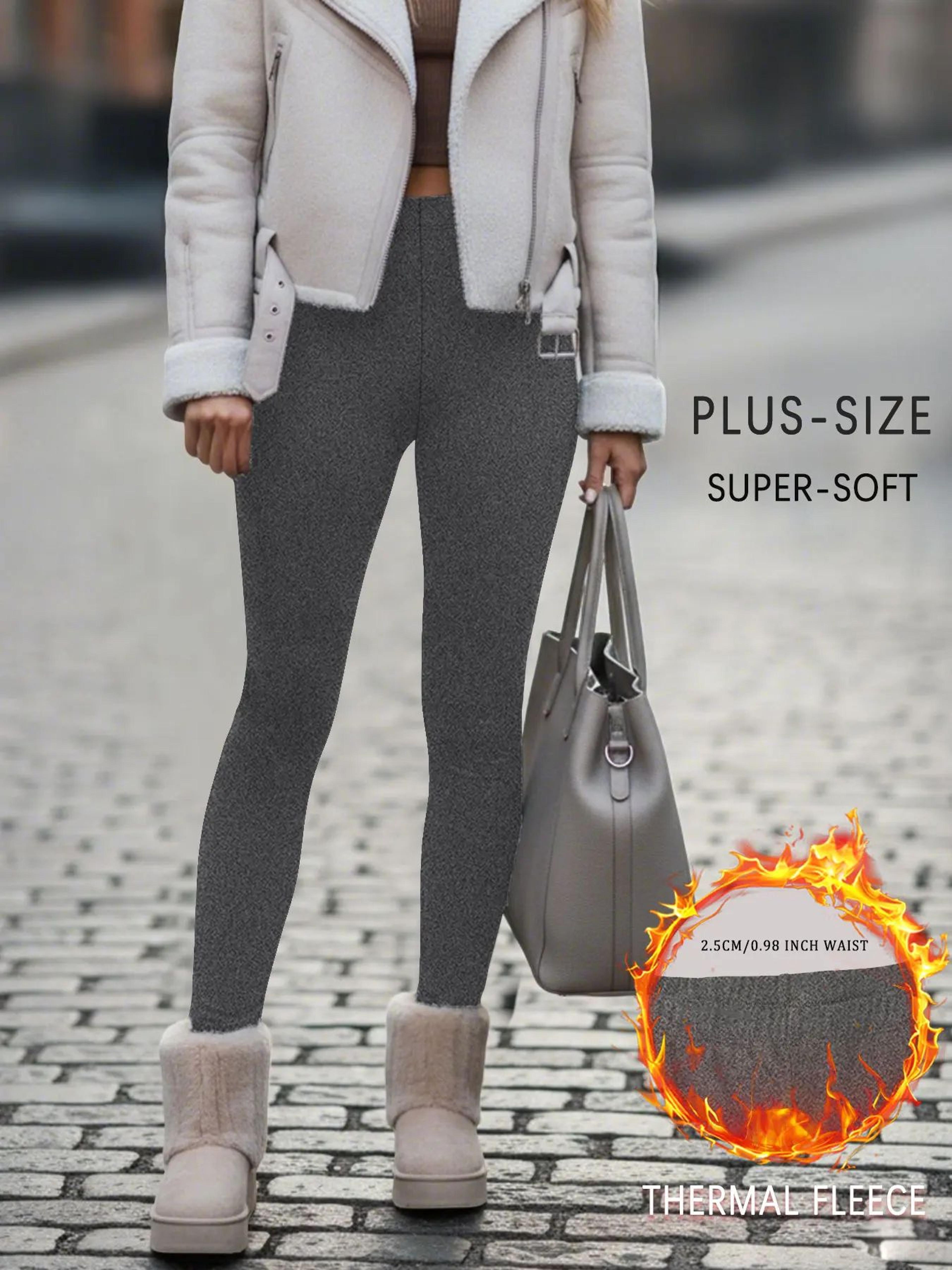 Plus Size Super Soft Fleece Lined Thermal Leggings  High Waisted Stretch Warm Yoga  Running Workout 9