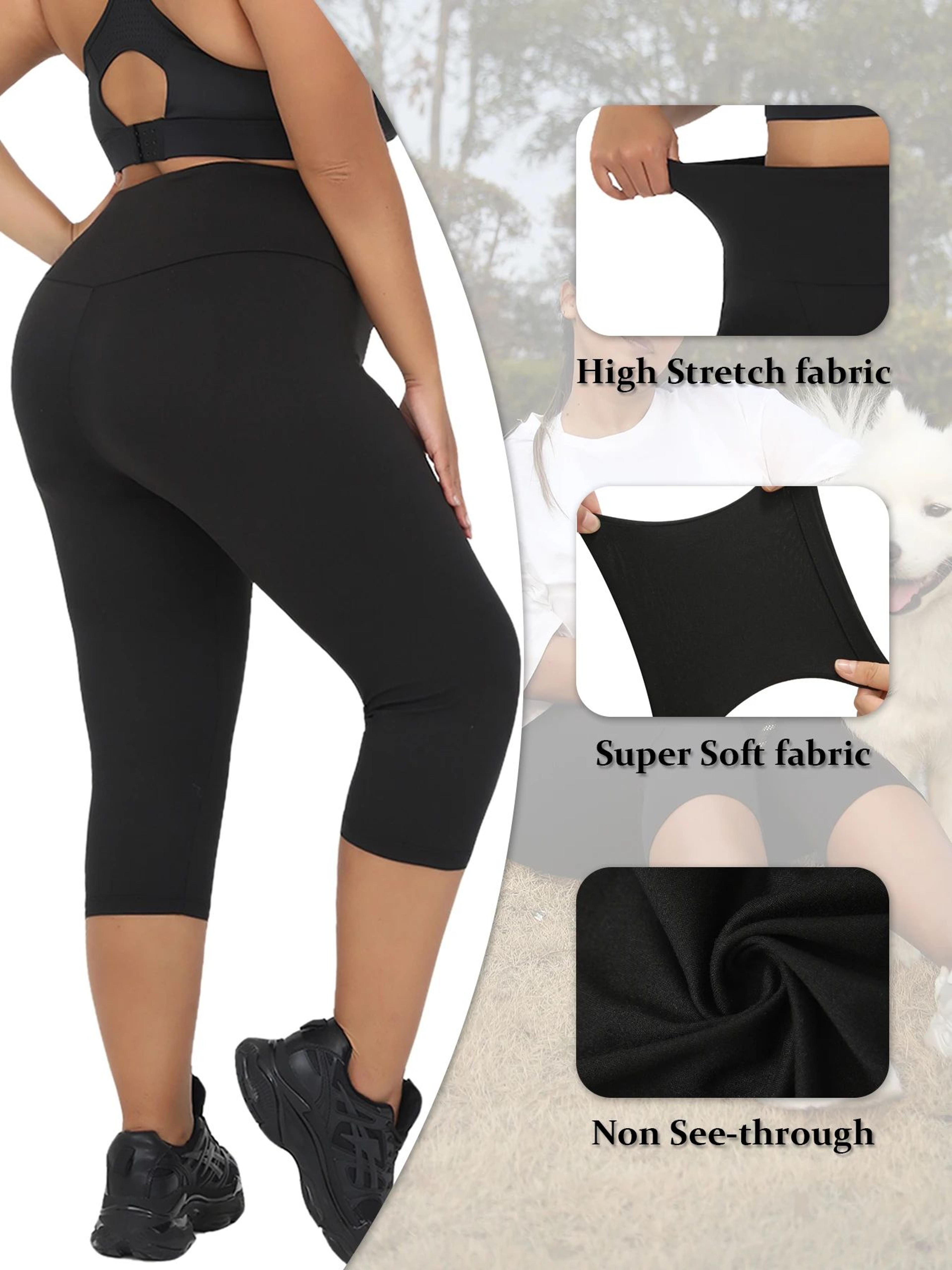 Plus Size High Waisted Yoga Capri Leggings For Women  Super Soft Tummy Control No See Through Worko 1