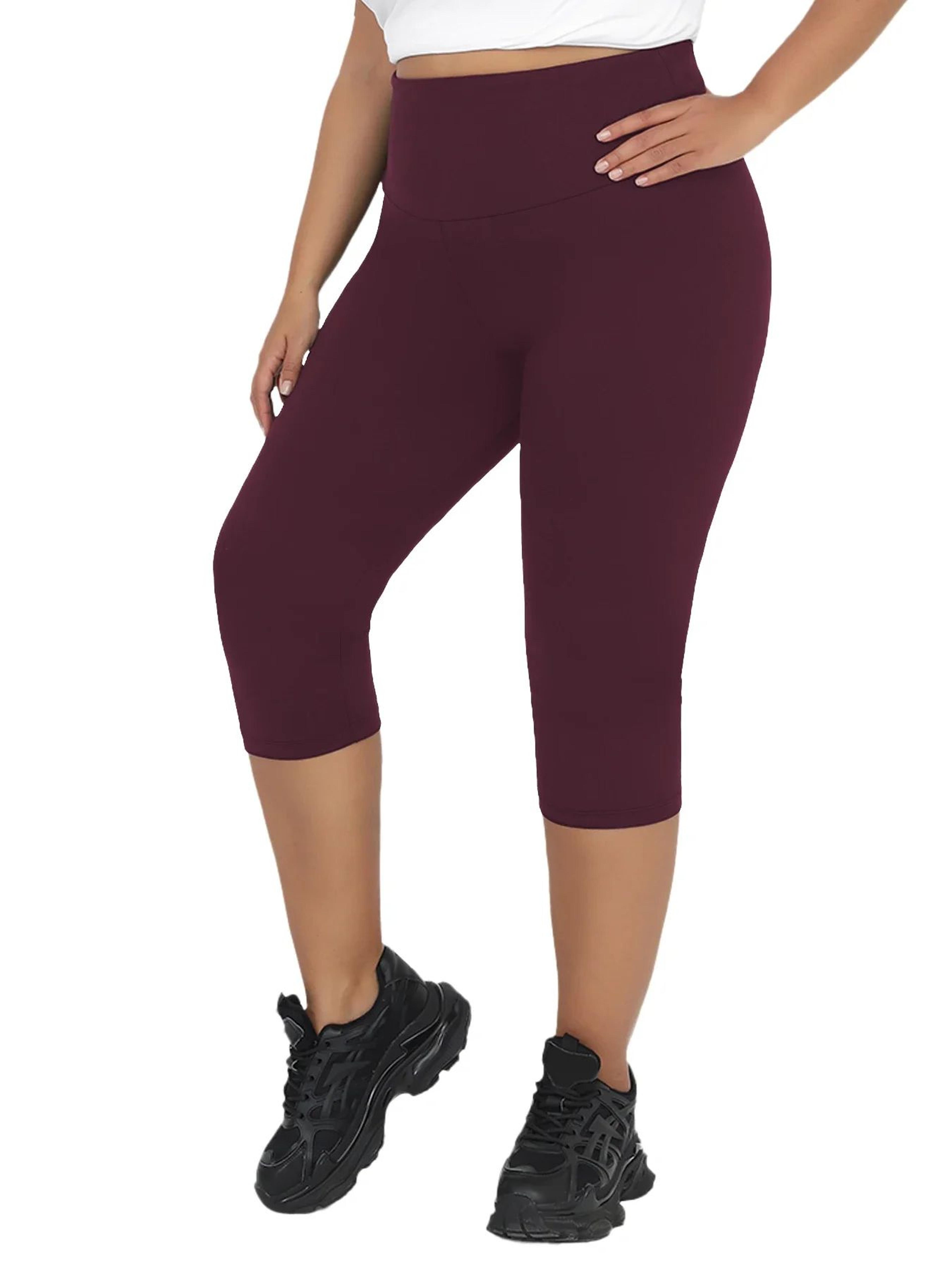 Plus Size High Waisted Yoga Capri Leggings For Women  Super Soft Tummy Control No See Through Worko 7