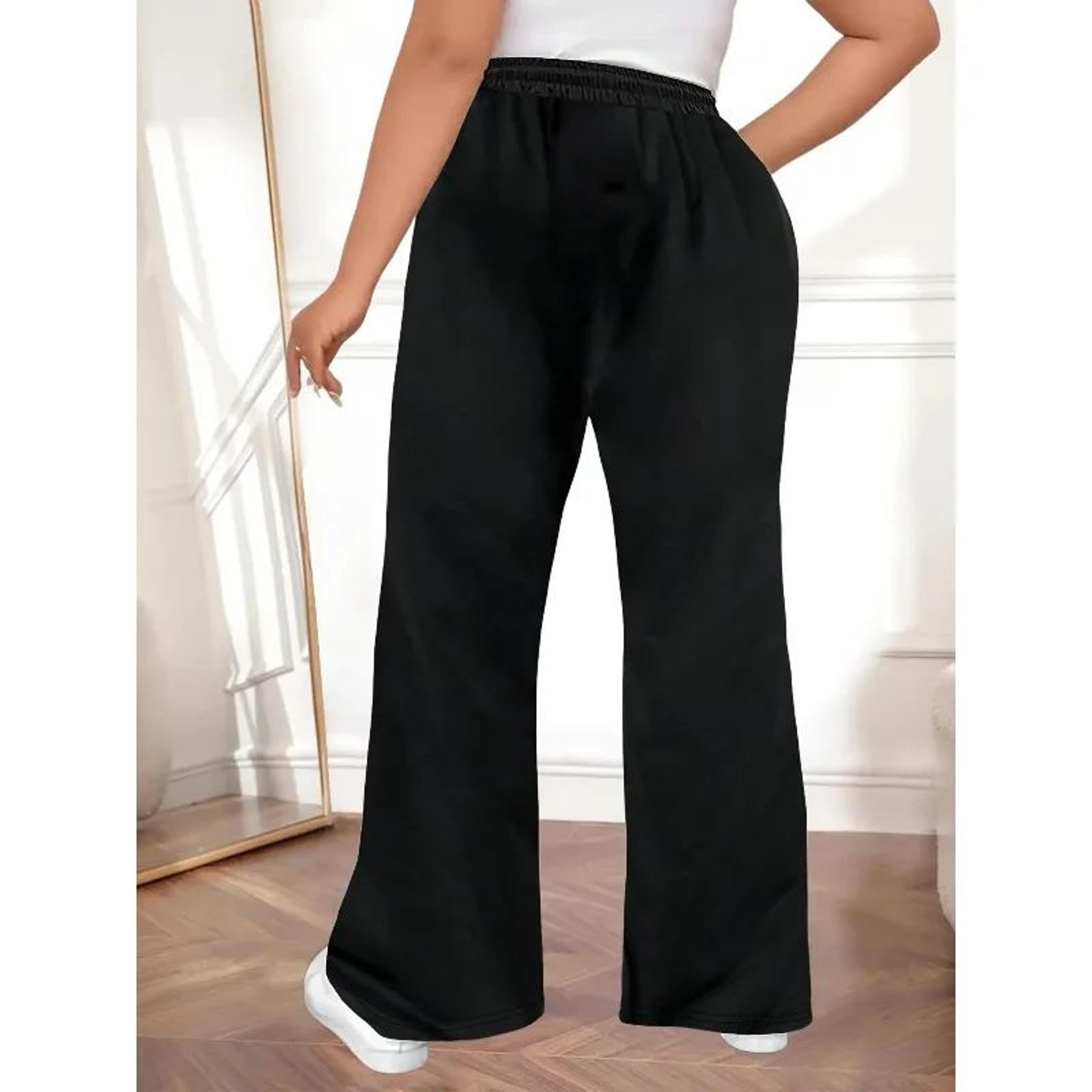 Plus Size 1XL5XL Womens Casual Drawstring Pants  Slim Fit Solid Color Commuter Trousers 5